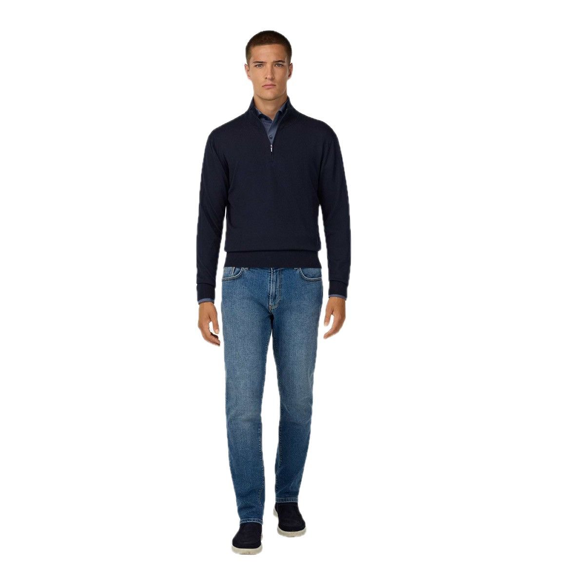 Ashworth VINTAGE Ashworth Merino Wool Half Zip Jumper Men’s Navy Blue Size US L / EU 52-54 / 3 - 2 Thumbnail