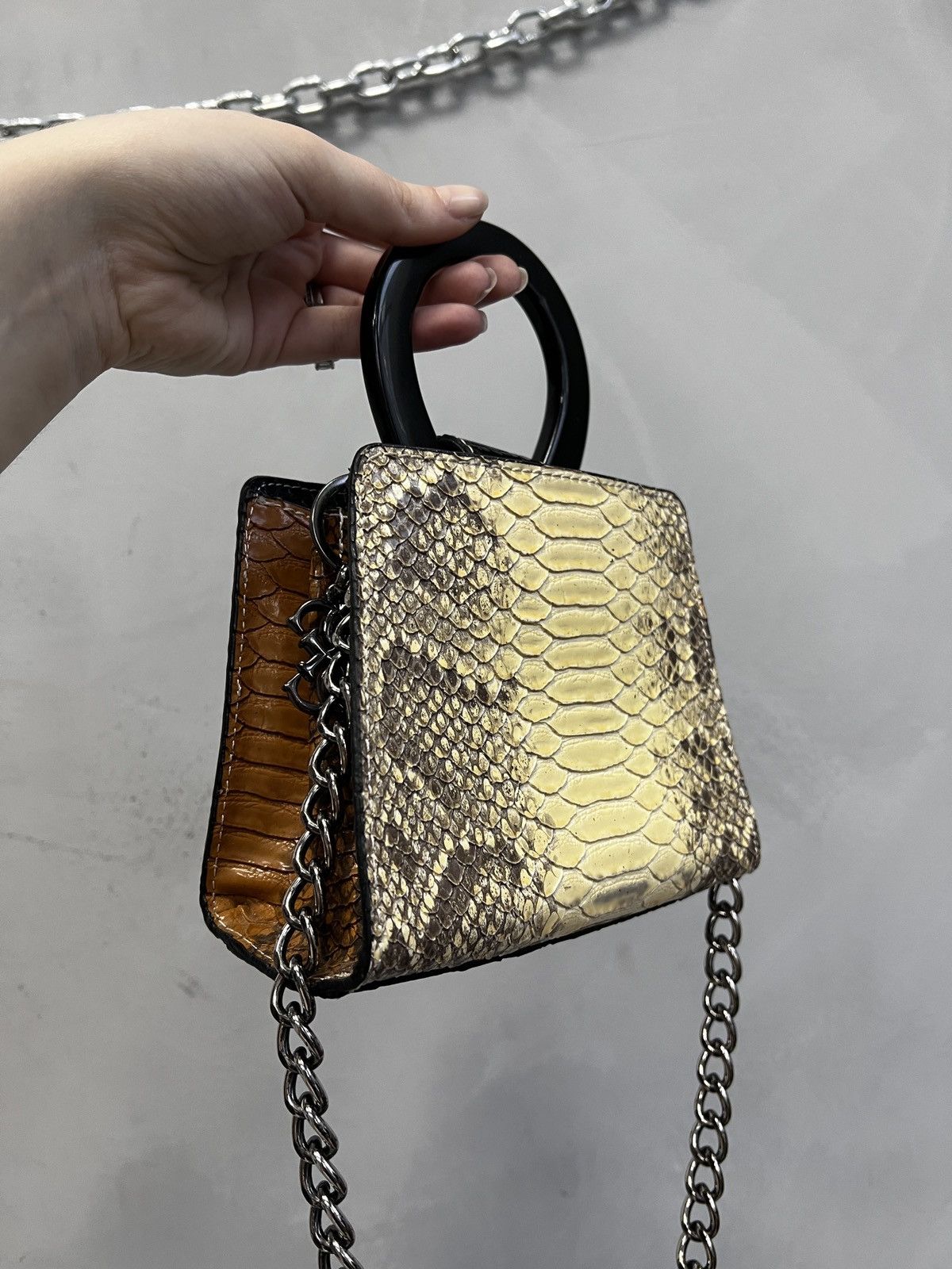 Mini bag crocodile leather studded GUESS metal chain
