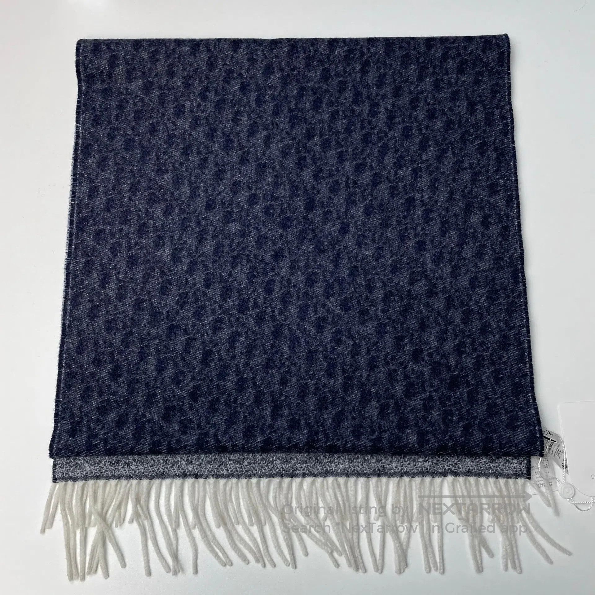 Dior Dior Navy blue cashmere fringed scarf| Size ONE SIZE - 5 Thumbnail