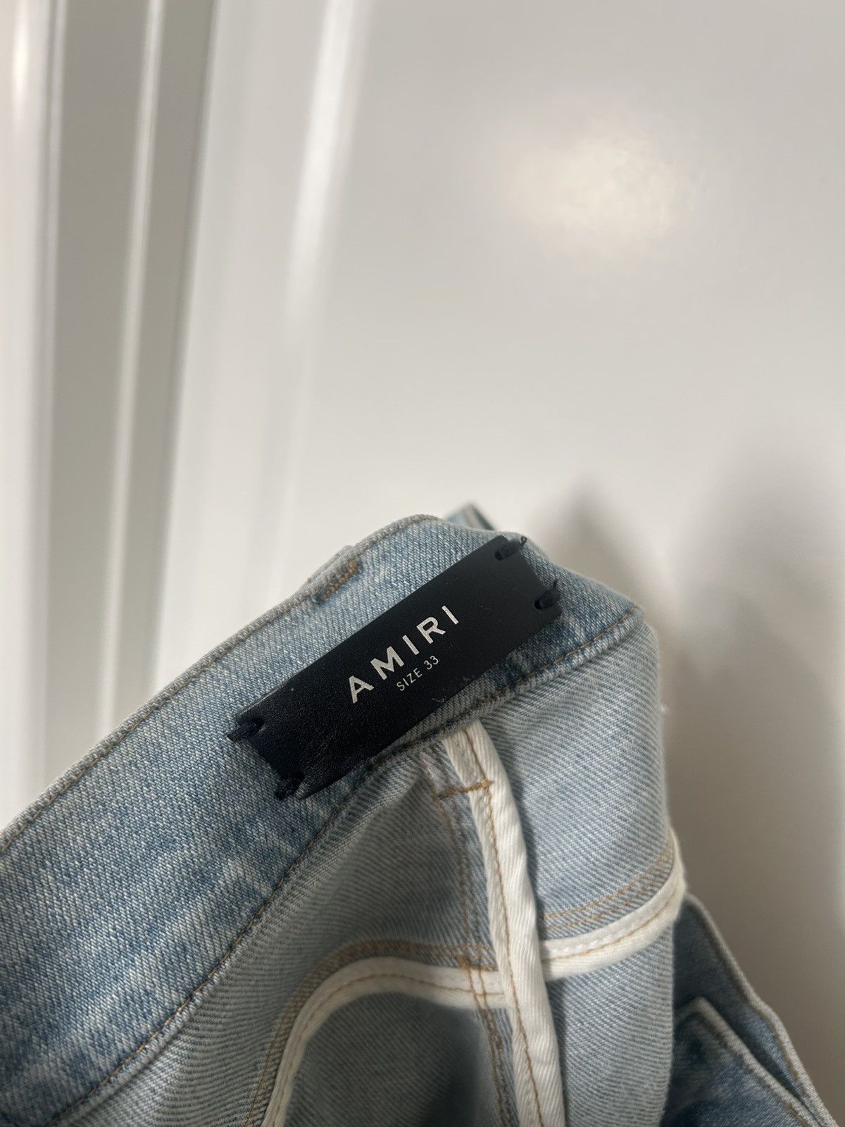 Amiri Amiri Track white Stripe Jeans light blue distressed knee Size US 33 - 5 Thumbnail