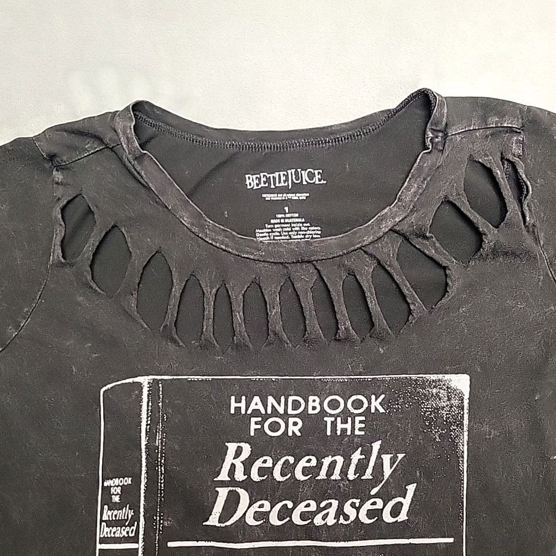 Torrid Beetlejuice Shirt Womens Black 1 Handbook Recently Dead Movie 80s Gothic Horror Size XS / US 0-2 / IT 36-38 - 3 Thumbnail