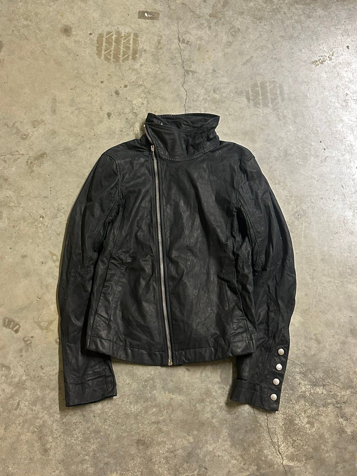 Pre-owned Rick Owens Bauhaus Washed Calf Leather Jacket In Black