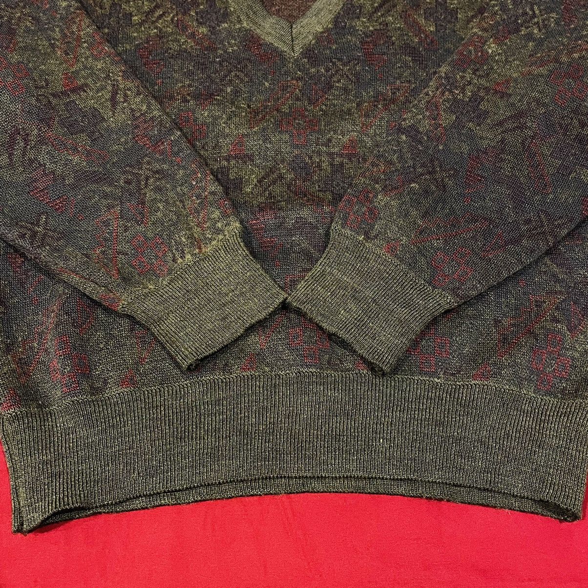 Vintage V Neck Monogram Knitted Sweater… Size M / US 6-8 / IT 42-44 - 4 Thumbnail