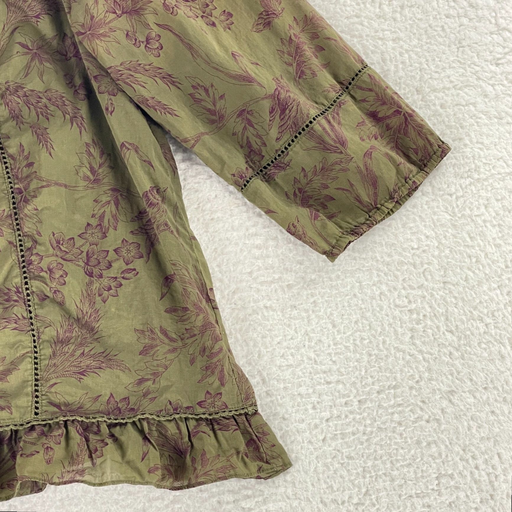 Vintage Edme & Esyllte Shirt Womens Size 6 Green Floral Peasant 3/4 Sleeve Pullover Size M / US 6-8 / IT 42-44 - 4 Thumbnail
