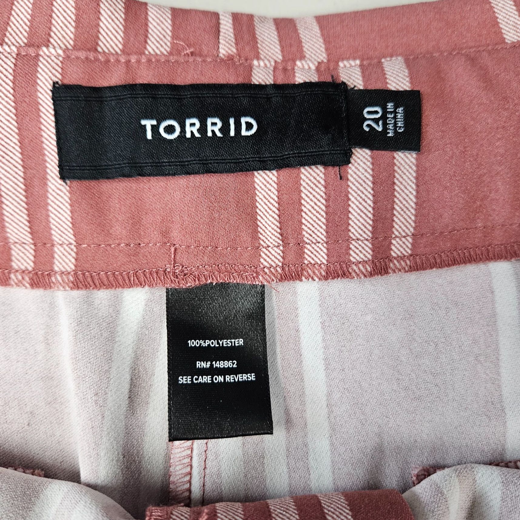 Torrid Torrid Womens Shorts Sz 20 Dusty Rose Stripe High Rise Paperbag Plus Size 20 Pink Striped Shorts Womens Size 42" / US 20 - 3 Thumbnail