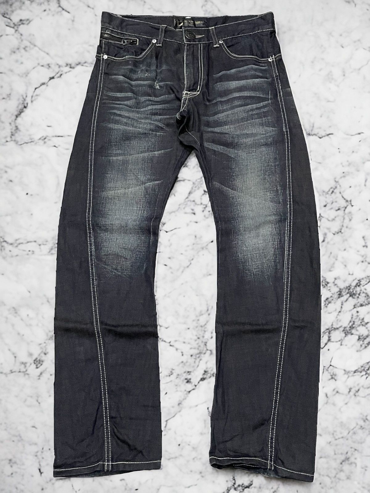 Hysteric Glamour × Japanese Brand × LOWBOX Back Number Japan Waxed Coated Spiral Cut Jeans Size US 30 / EU 46 - 1 Thumbnail