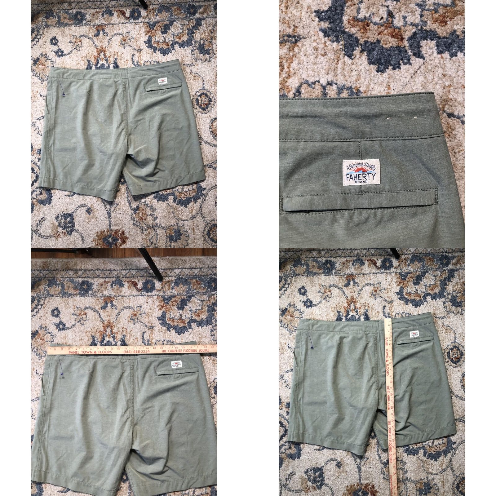 Faherty Faherty Mens All Day Performance Chino Shorts 40 Green Casual Summer Regular Fit with Pockets Lightweight Stretch Slim Back Welt Front Zip Snap Flex Size US 40 / EU 56 - 8 Thumbnail