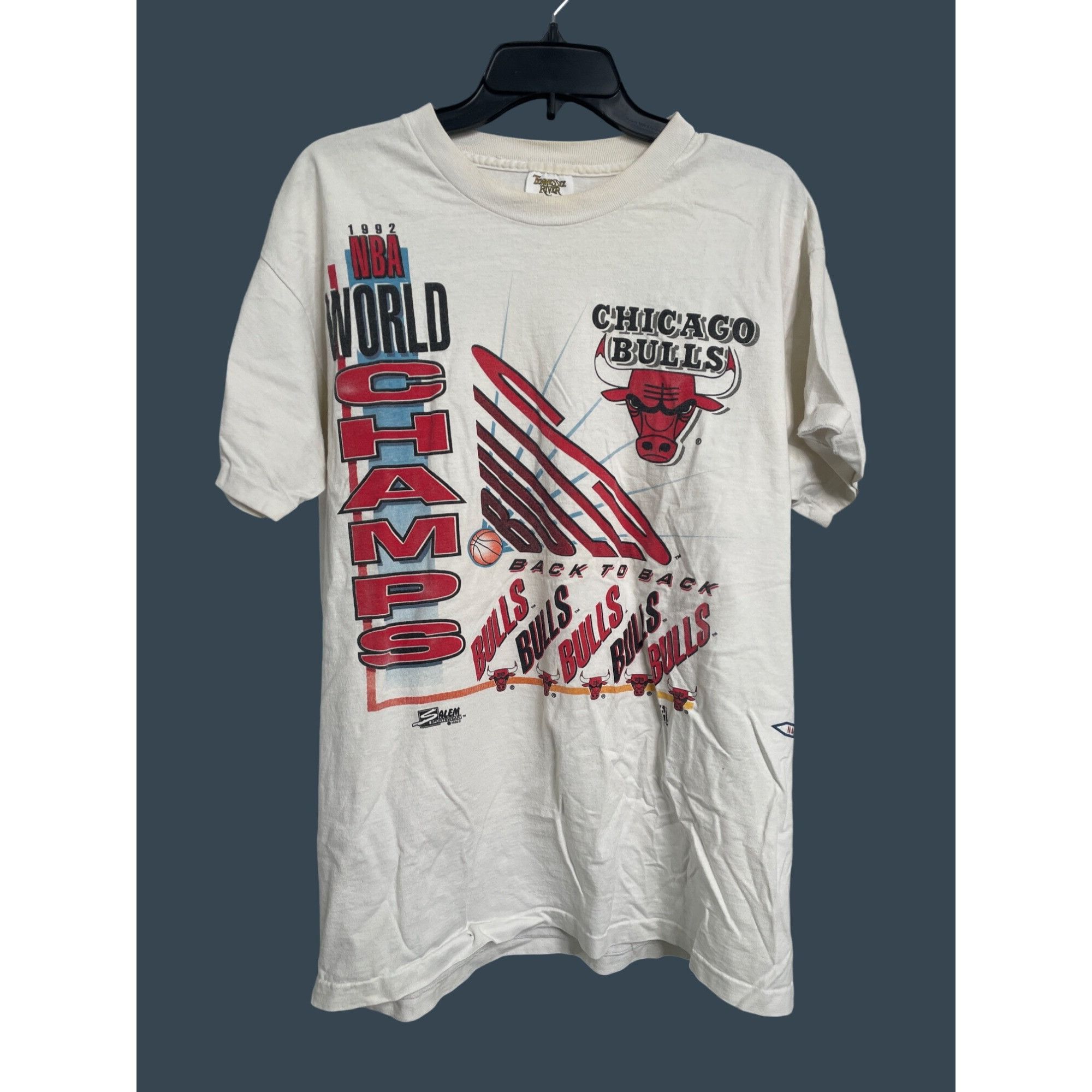 Vintage RARE Vintage 1992 Chicago Bulls NBA World Champs XL Xtra Lar Size US XL / EU 56 / 4 - 2 Thumbnail