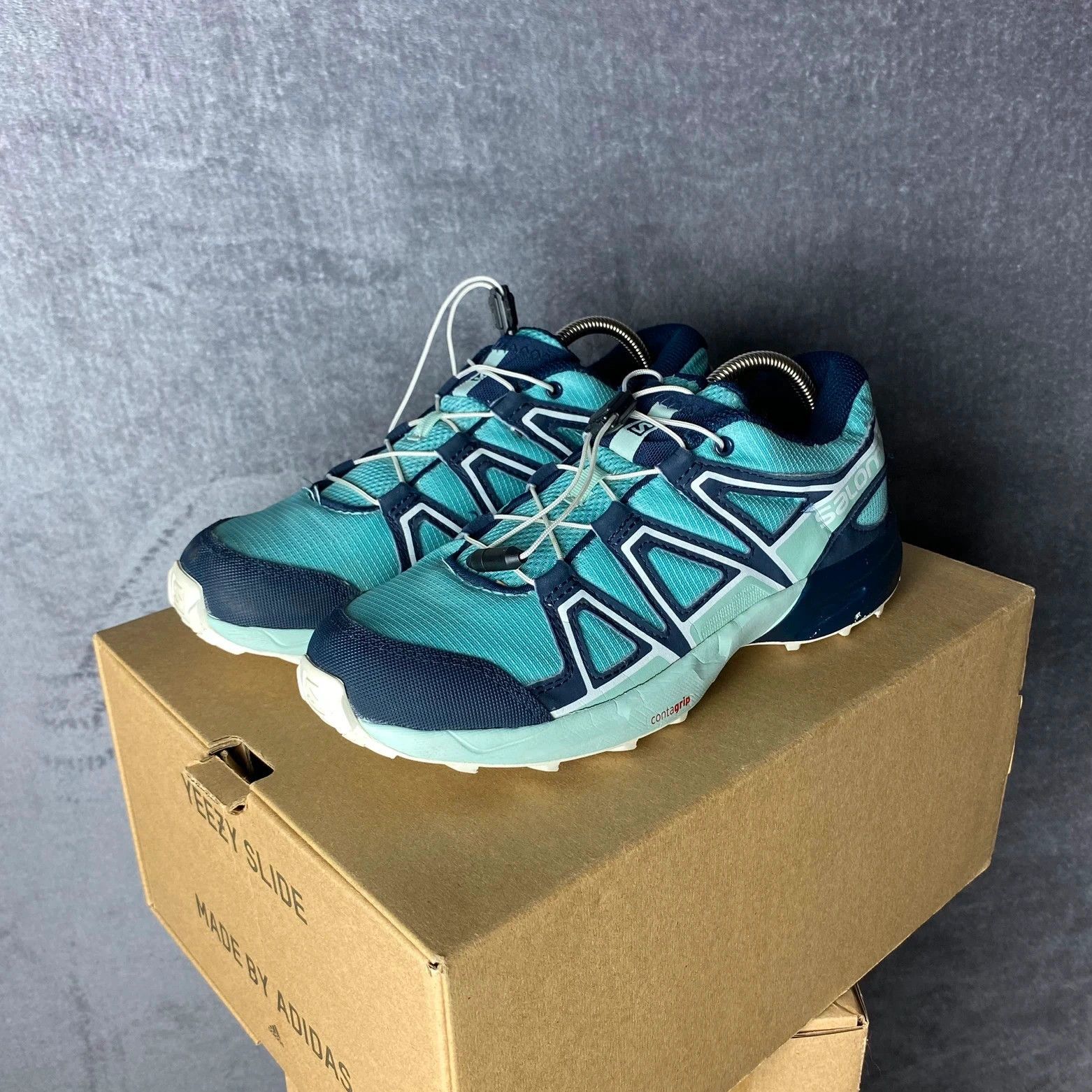 Salomon Salomon Speedcross turqoise blue big logo print trekking Size US 7 / IT 37 - 1 Thumbnail