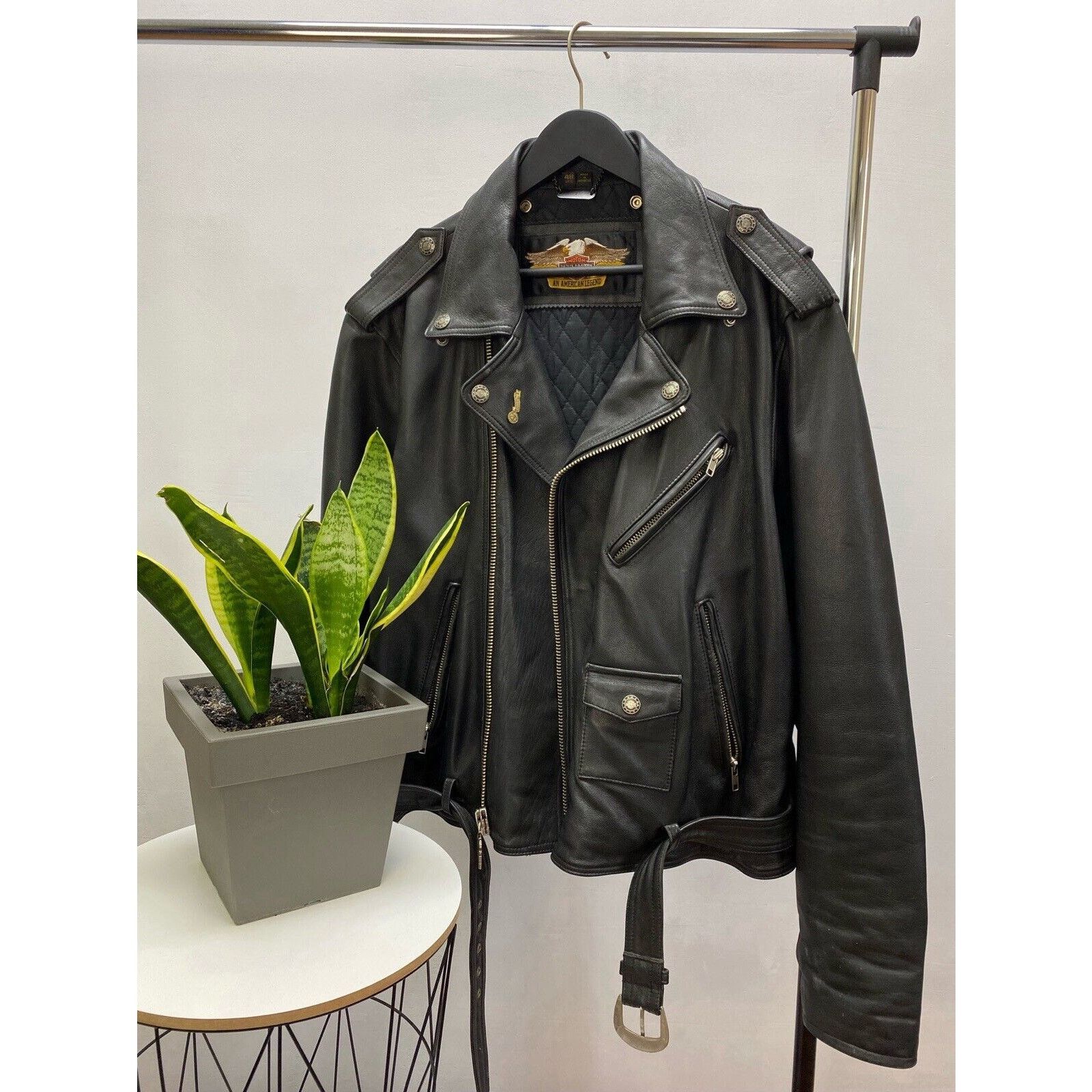 Harley Davidson Vintage Police leather jacket nice patina & good 