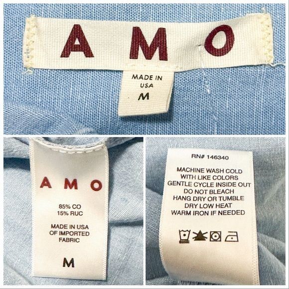 AMO AMO Cooper Ruffled Chambray Shirt, Chambray, Size M, NWT, Size M / US 6-8 / IT 42-44 - 9 Thumbnail
