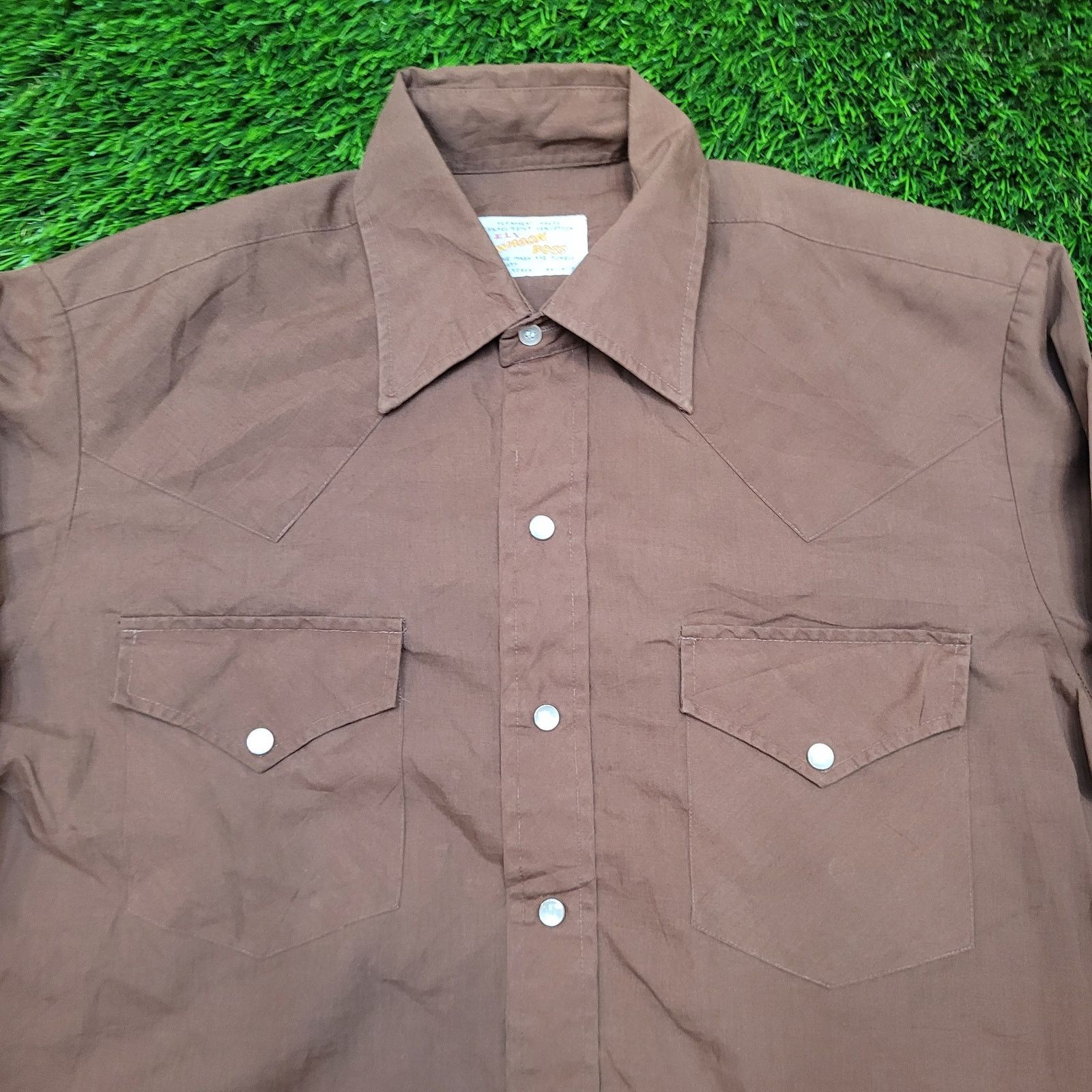 Vintage VTG 70s Elyon Wagon Boss Pearl Snap Western Shirt M Brown Size US M / EU 48-50 / 2 - 2 Thumbnail