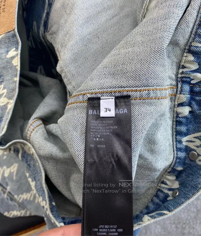 Balenciaga Balenciaga Blue logo full of logo wash jeans jacket coat Size XXS / US 00 / IT 34 - 4 Thumbnail