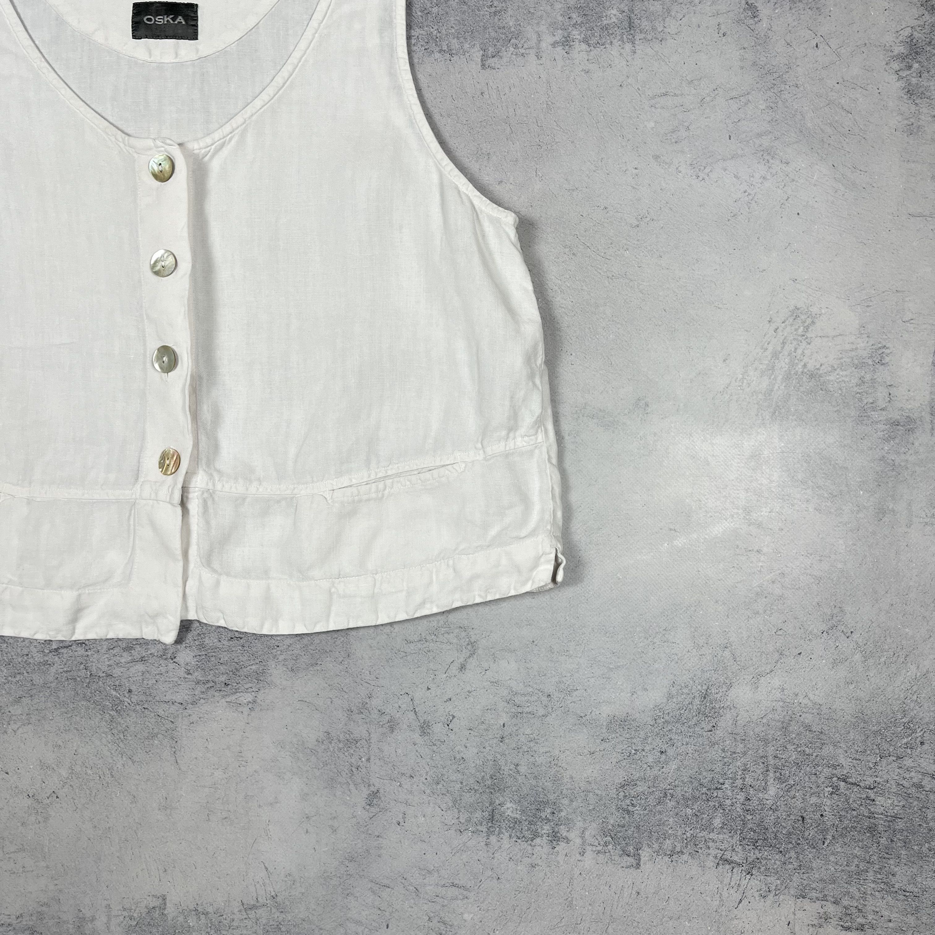 OSKA Ladies OSKA Avant-Garde Linen Sleeveless Cropped Top Gilet Size L / US 10 / IT 46 - 4 Thumbnail