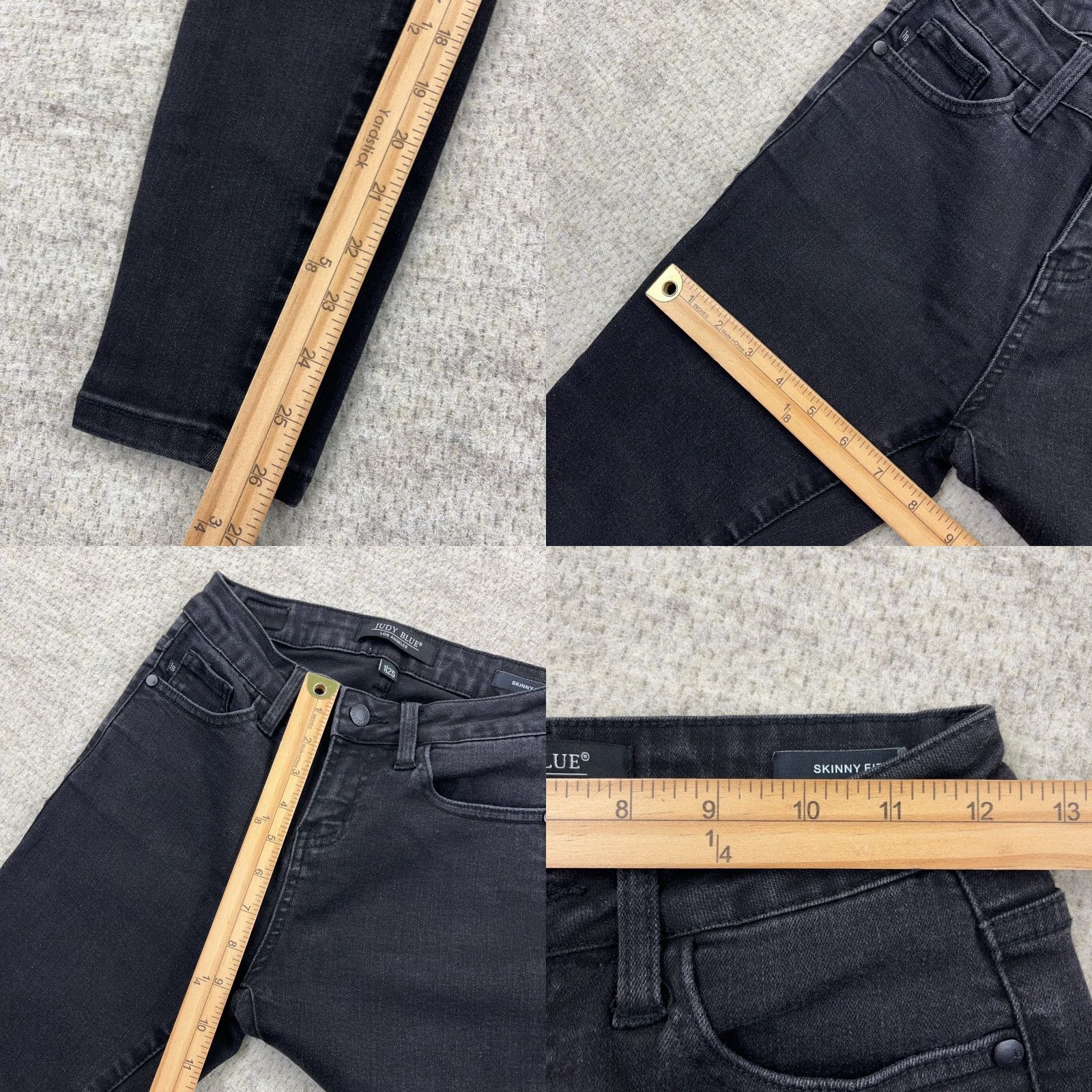 Vintage Judy Blue Jeans Women 1 25 Skinny High Rise Black Wash Faded Stretch Pockets 5-Pocket Denim Stretch Medium Blue Regular Women's Jeans Size 42" / US 20 - 8 Thumbnail