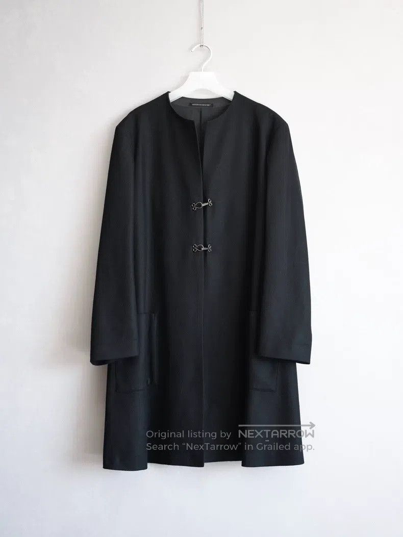 Yohji Yamamoto Iron Buckle Collarless Long Coat