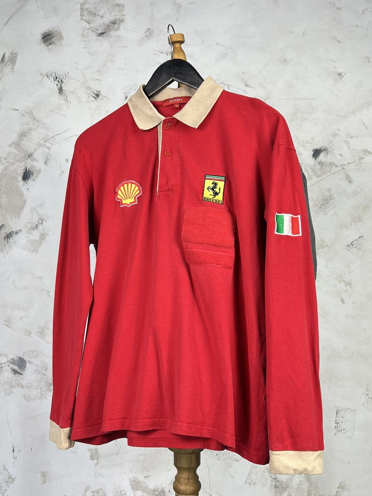 Ferrari Vintage Ferrari Shell Long Sleeve Polo Shirt Size M Size US M / EU 48-50 / 2 - 1 Thumbnail