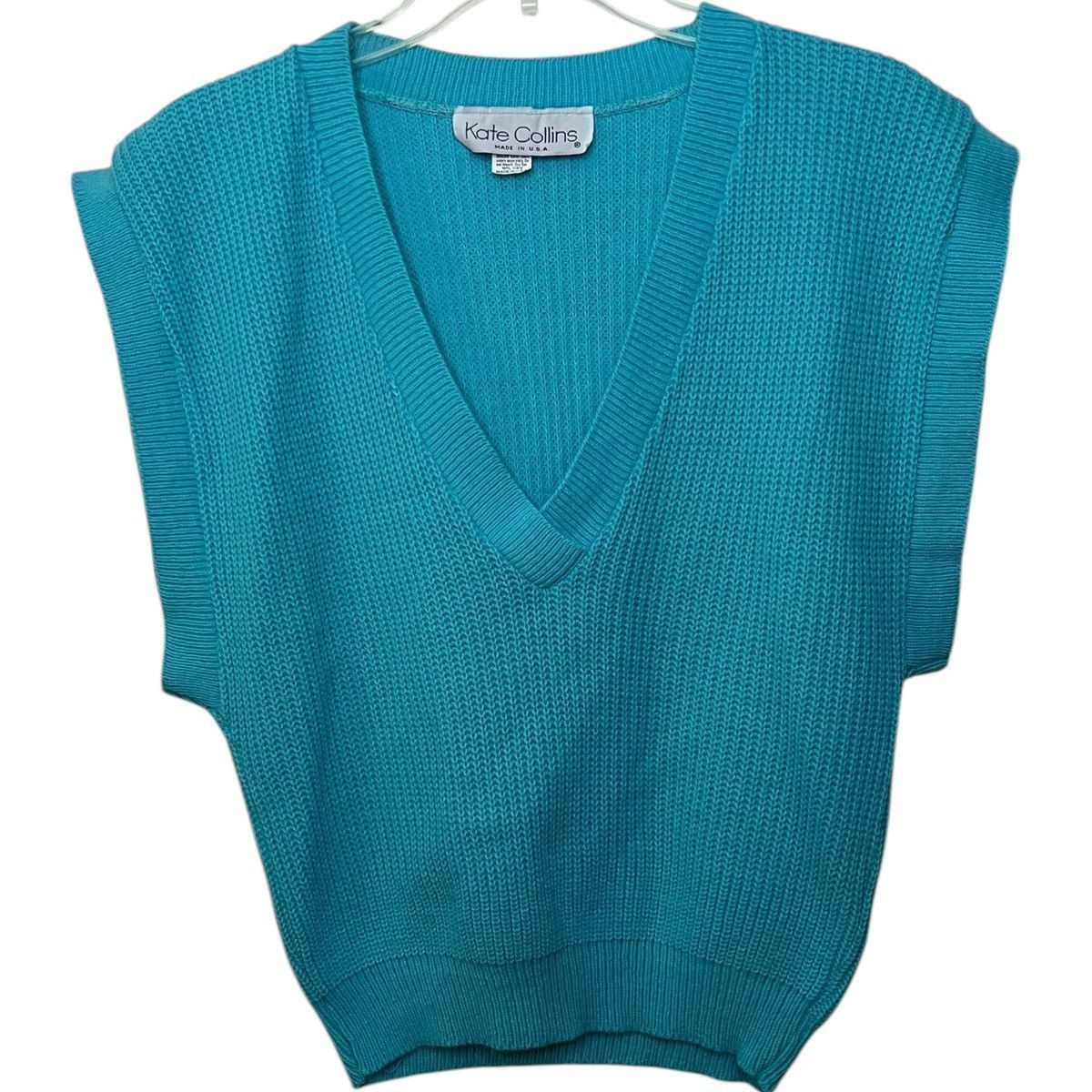 Vintage 70s/80s Kate Collins V Neck Oversized Sweater Vest Sz S/M/L Size M / US 6-8 / IT 42-44 - 2 Thumbnail