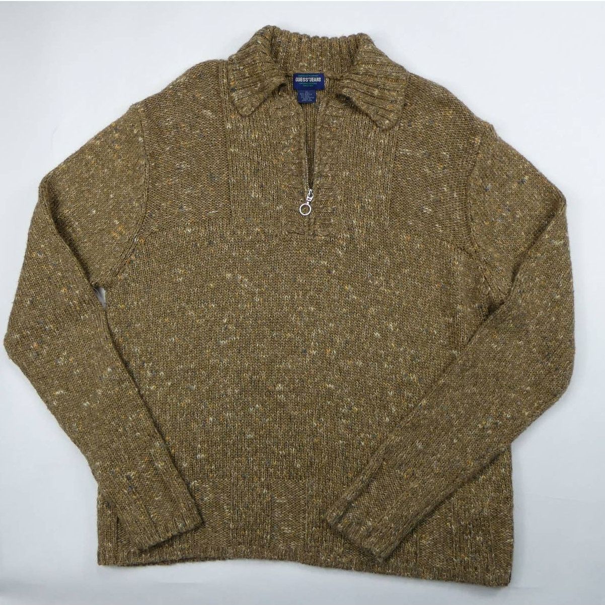 Guess vintage Guess Jeans wool sweater, 1/4 zip, XL Size US XL / EU 56 / 4 - 1 Thumbnail