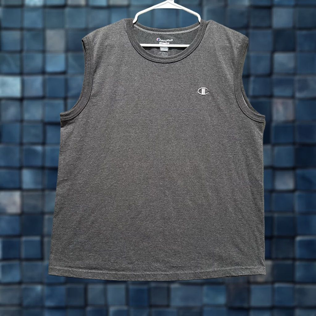 Champion Champion Shirt Mens Large Gray Sleeveless Muscle Tank Top Logo GUC Athletic Gym Running 90s? Size US L / EU 52-54 / 3 - 1 Thumbnail