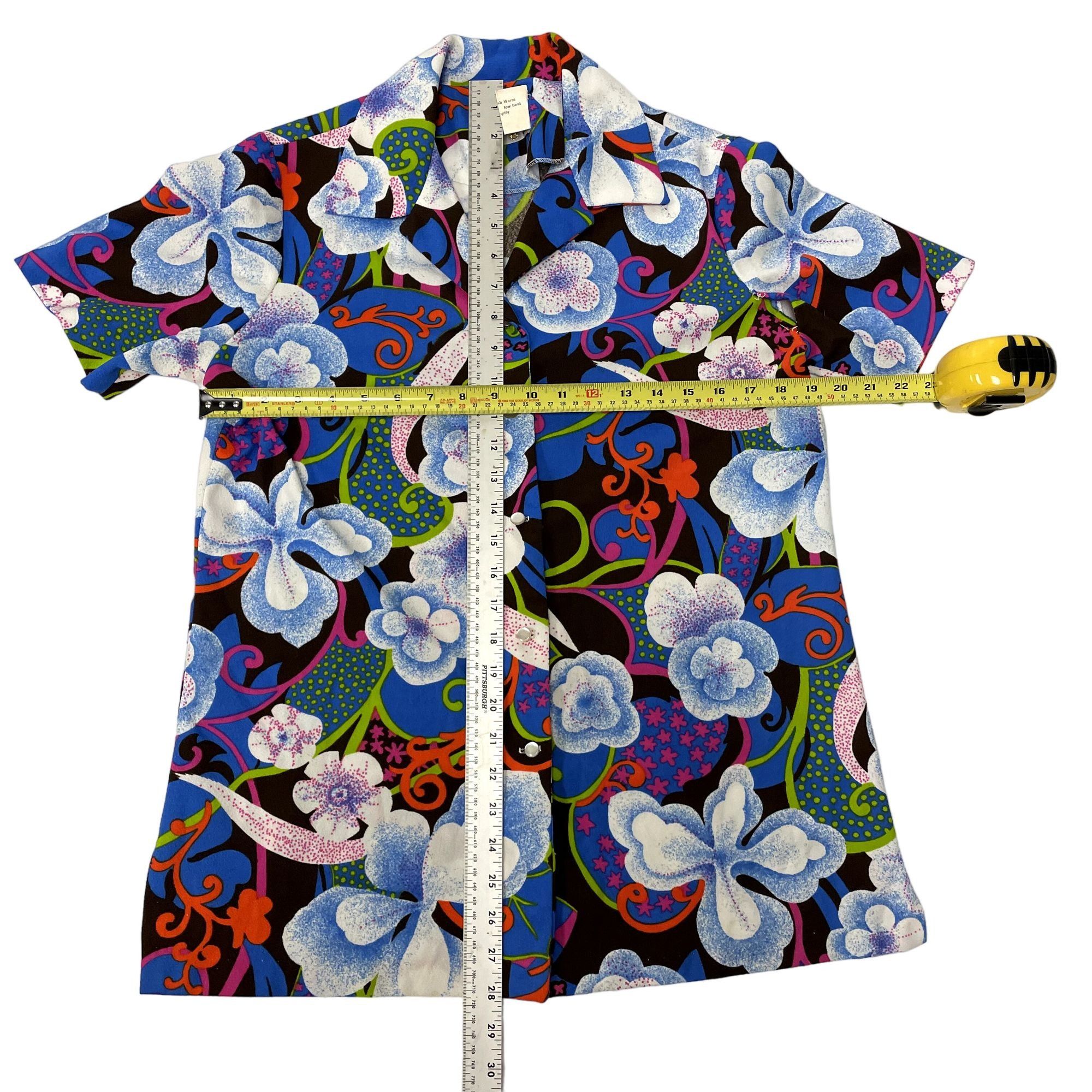 70's Hamilton 8 Women MoD PSYCHEDELIC Blouse FLOWER Power