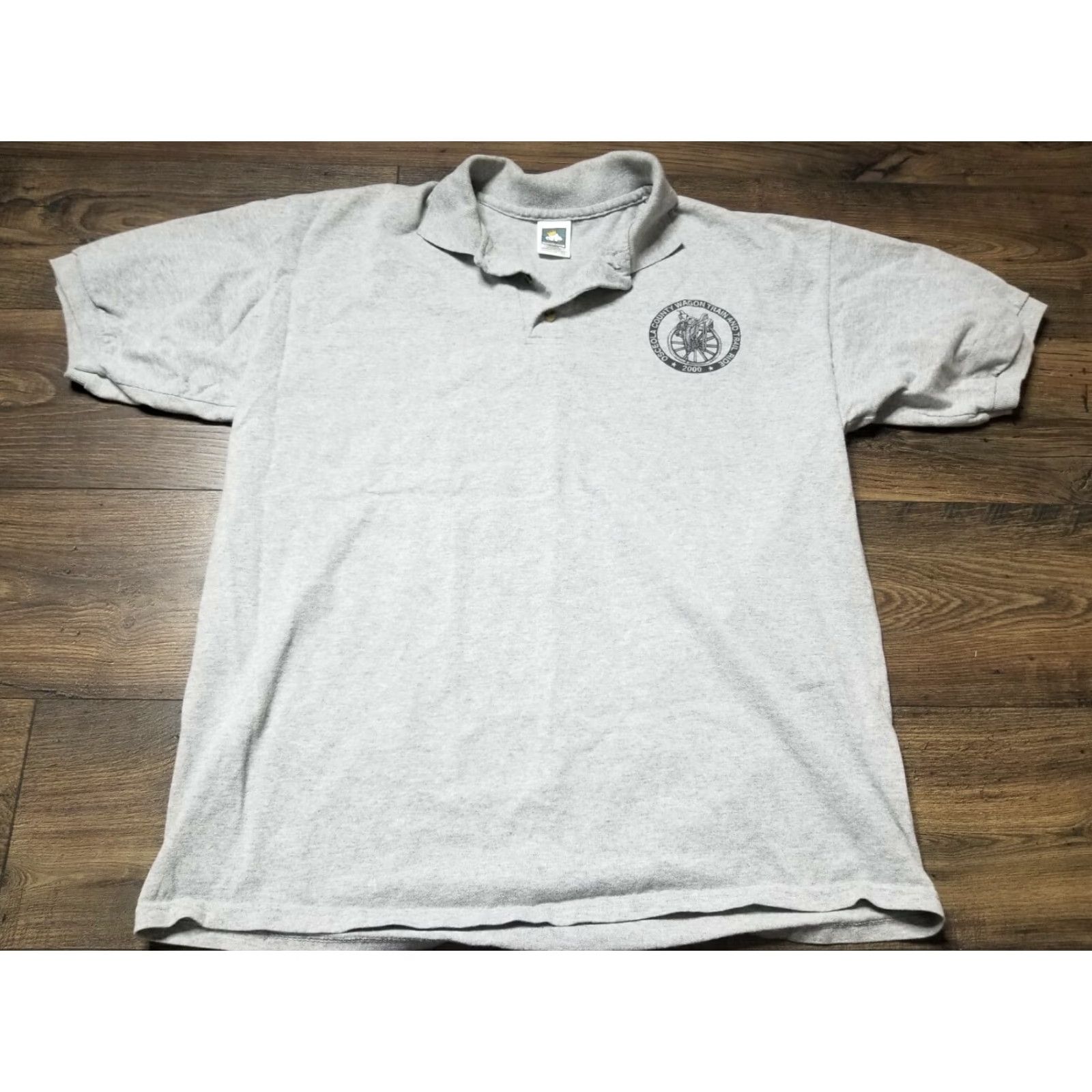 Vintage VINTAGE Men's Polo Shirt XL Gray Cotton Deluxe Osceola FL Horse Double-Sided 2000s Golf Polo Mens Size US XL / EU 56 / 4 - 2 Thumbnail