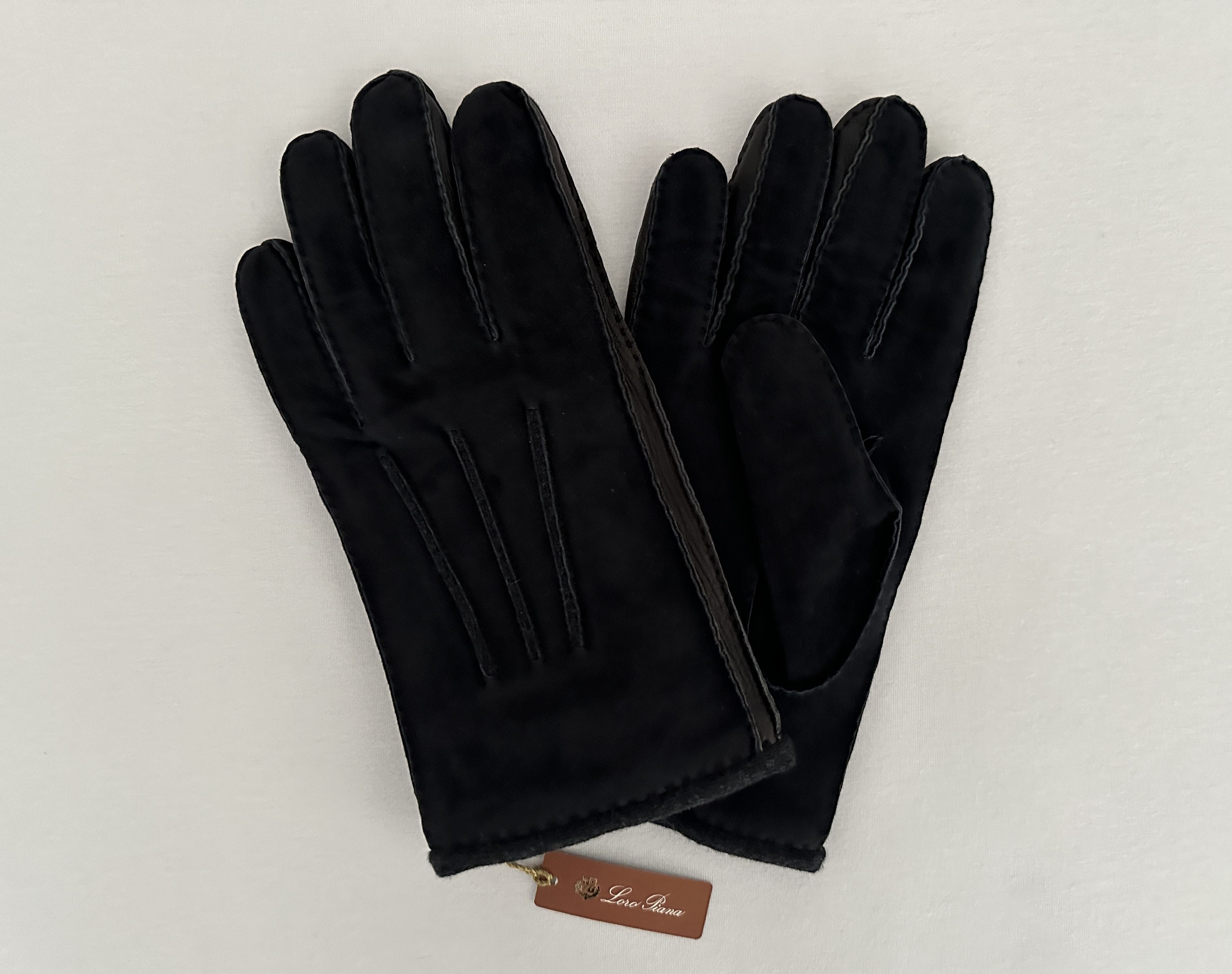 image of Loro Piana Damon Caviar Suede Baby Cashmere Gloves, Men's