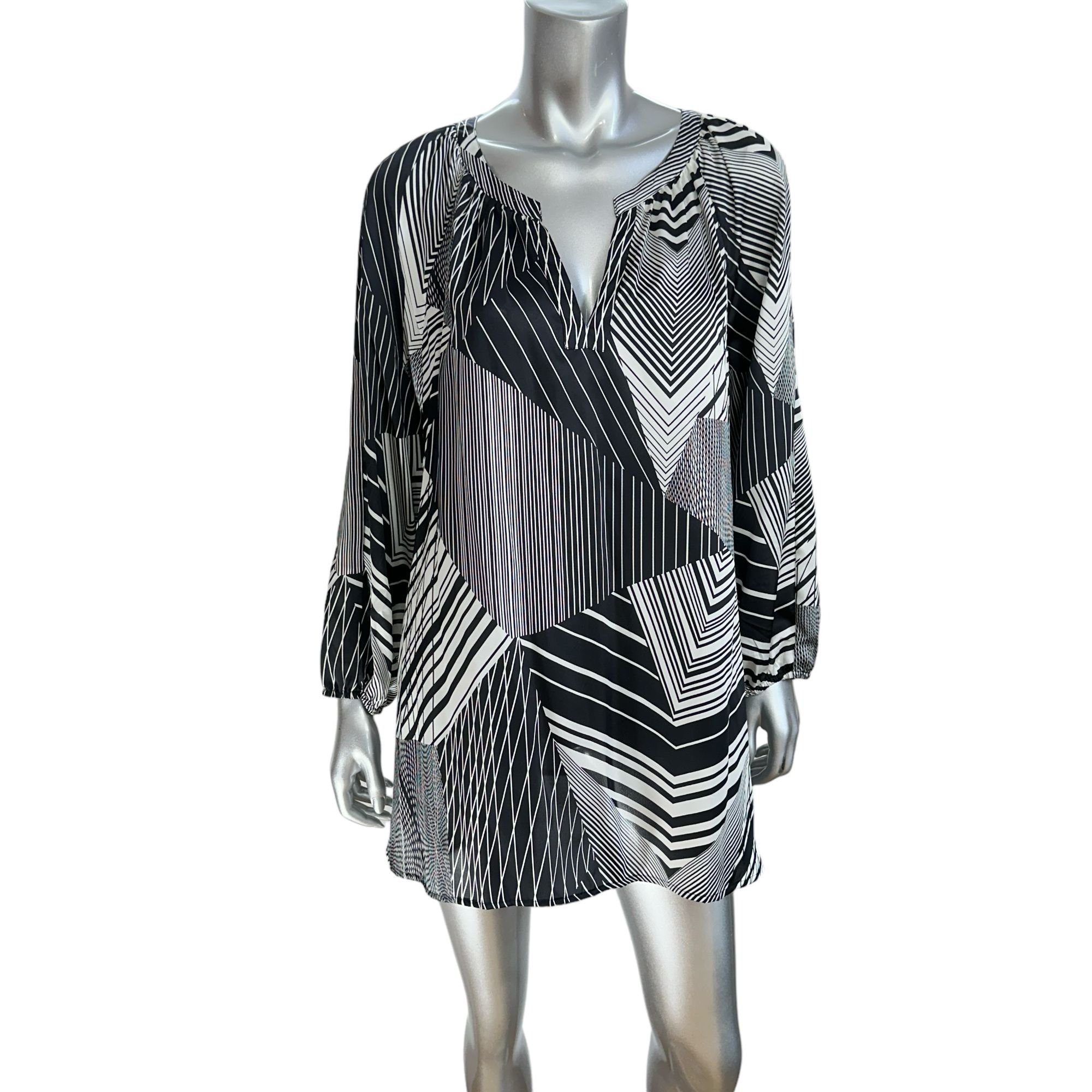 Kasper Kasper Women's Black & White Geometric Print Long Sleeve Pul Size XL / US 12-14 / IT 48-50 - 1 Thumbnail