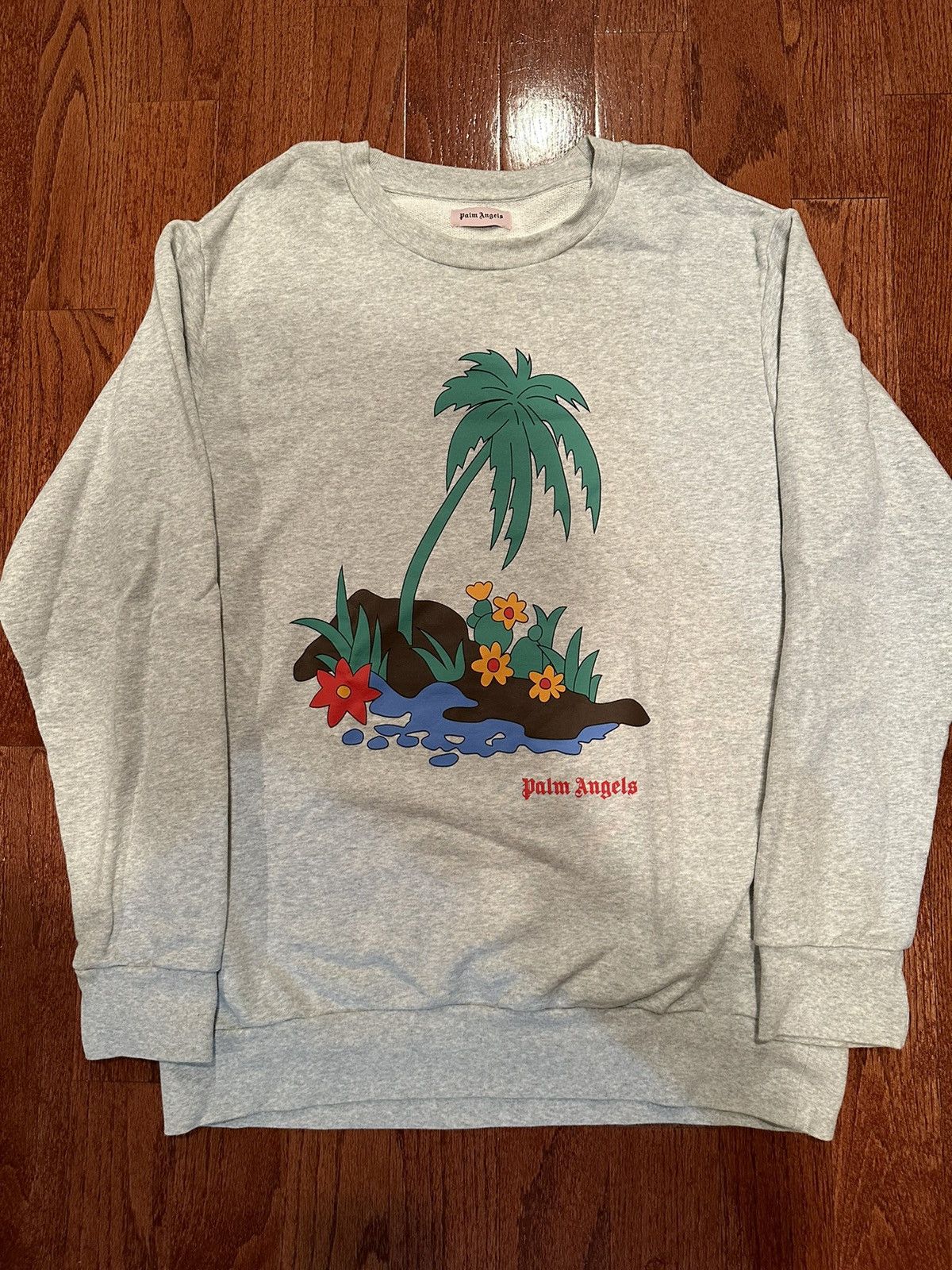image of Palm Angels Graphic Crewneck Medium in Grey, Men's