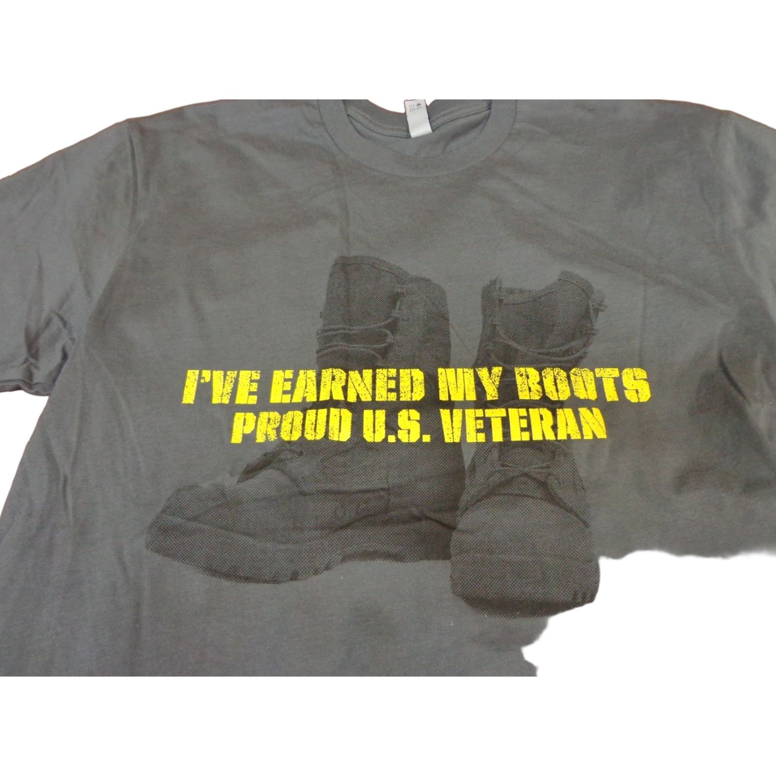 Next Level I've Earned These Boots! Proud US Veteran Boot Campaign T Shirt Medium Gray Nike? Size US M / EU 48-50 / 2 - 1 Thumbnail