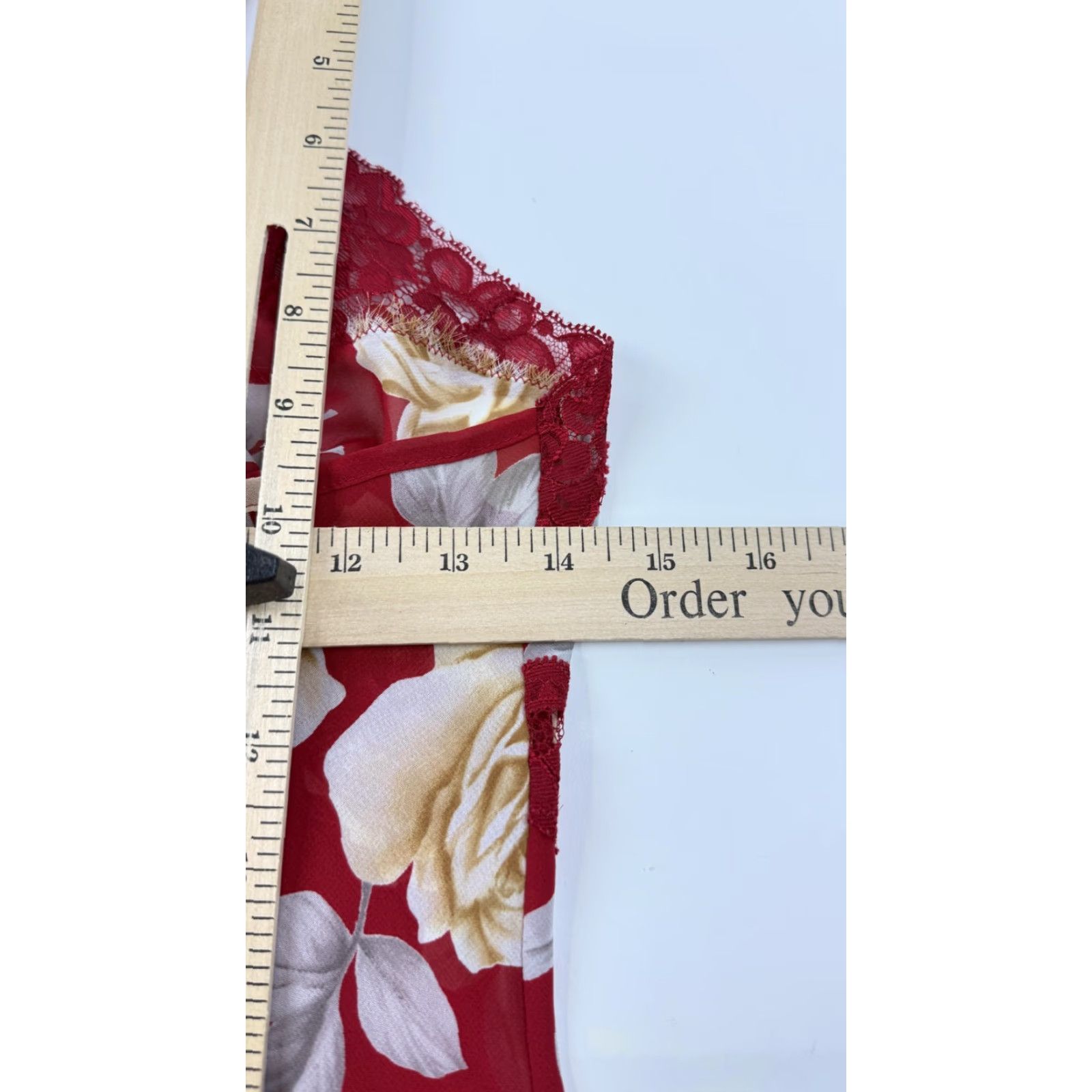 Victoria's Secret VINTAGE Victoria's Secret Nightgown Womens Small Red Satin Rose Floral Lace Chemise Size ONE SIZE - 7 Thumbnail
