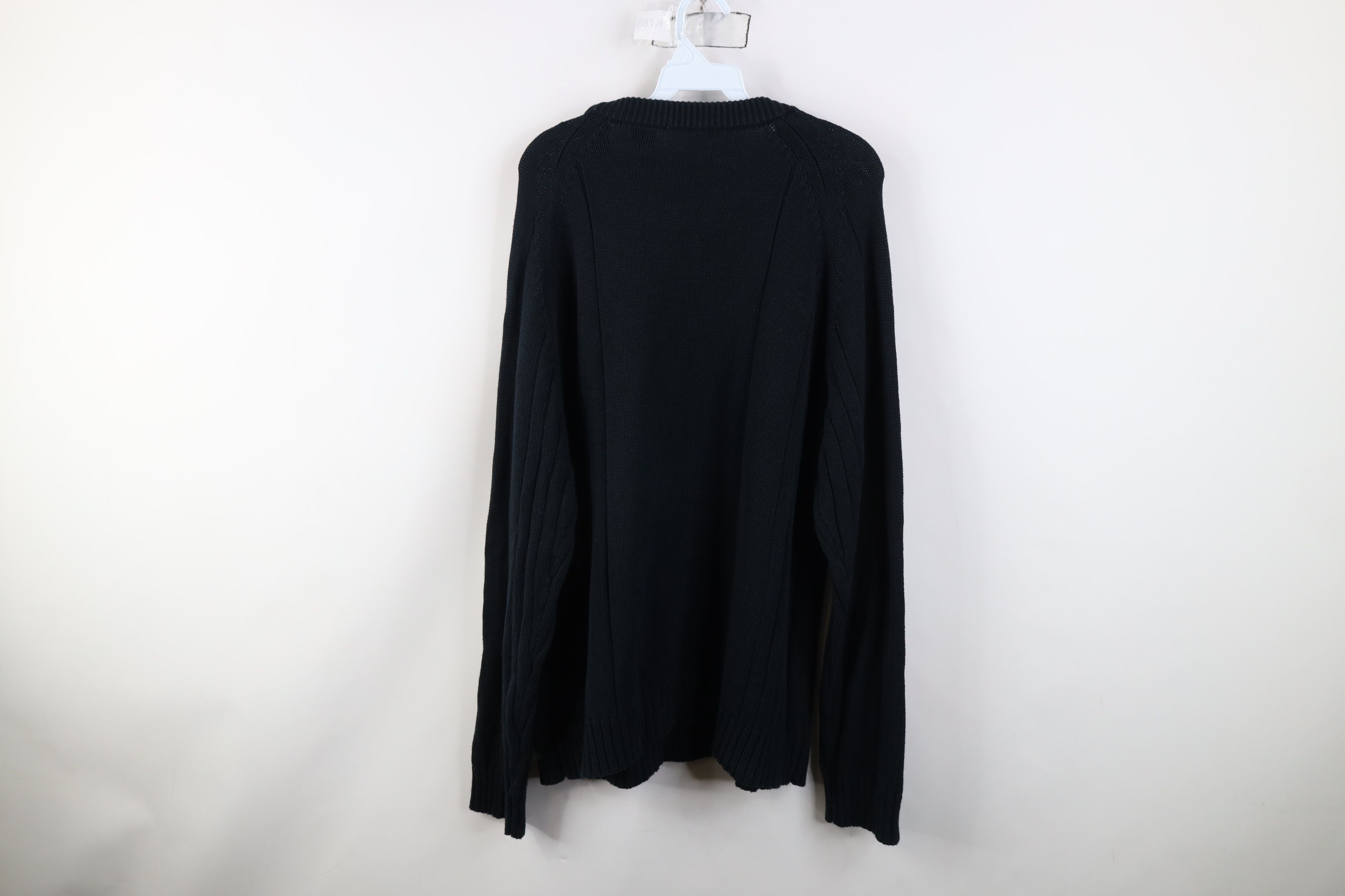 Vintage Vintage 90s Streetwear Ribbed Cable Knit Sweater Black Size US L / EU 52-54 / 3 - 8 Thumbnail