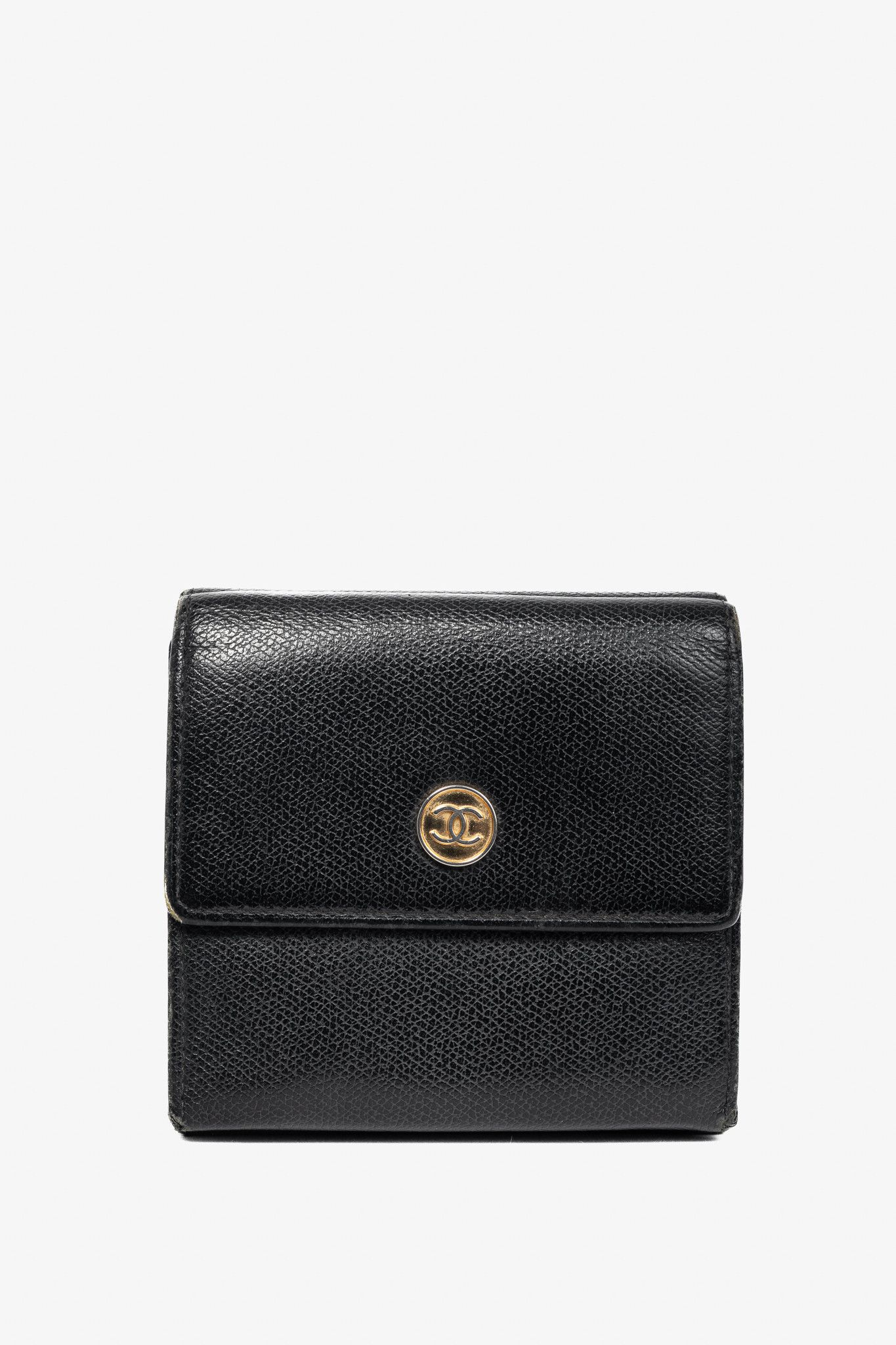 Chanel Chanel Black Leather Coco-Button Trifold Compact Wallet Size ONE SIZE - 1 Thumbnail