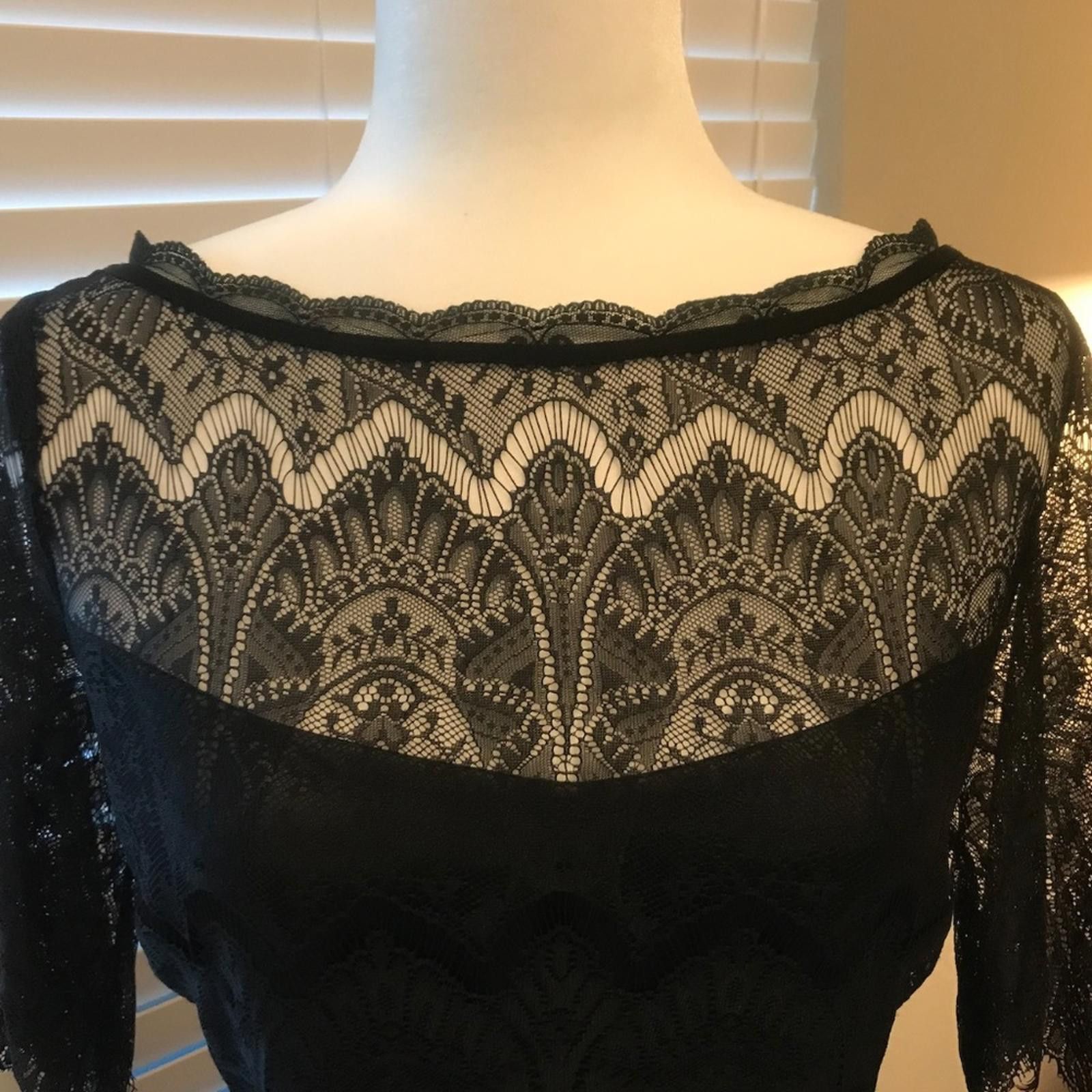 Nine West Black Cocktail Eyelash Lace Dress Size XL / US 12-14 / IT 48-50 - 1 Thumbnail