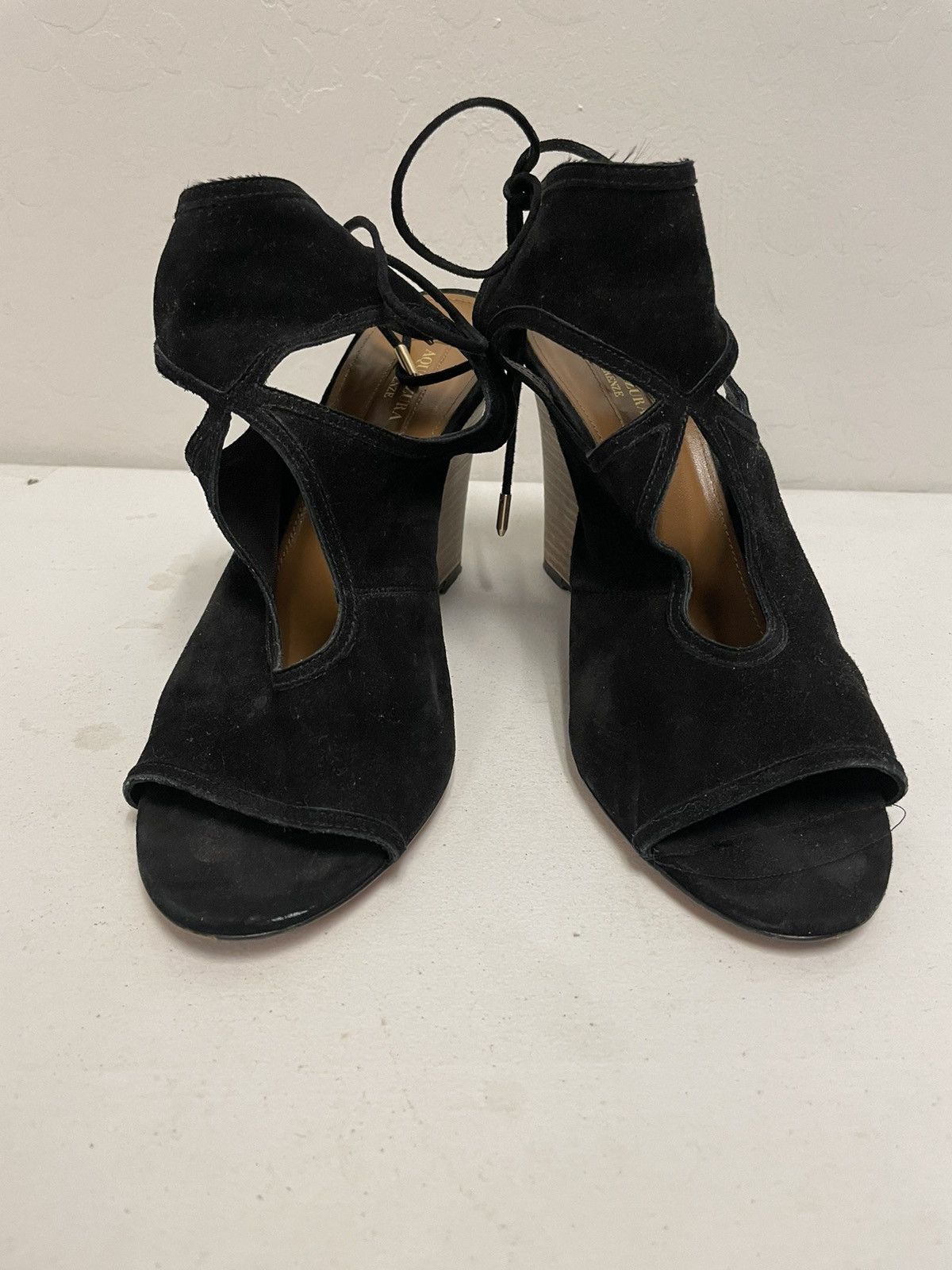 Aquazzura Sexy Thing Cut Out Suede Wedge Sandals Size US 10 / IT 40 - 3 Thumbnail