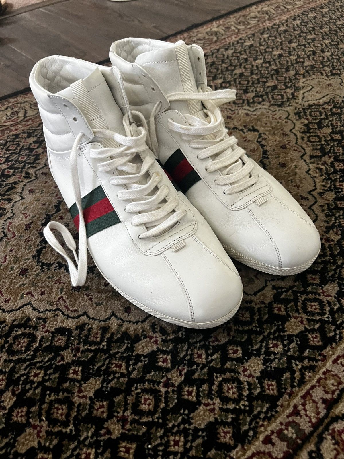 Gucci The Gucci Ace Web High-Top Sneakers Size US 11.5 / EU 44-45 - 2 Thumbnail