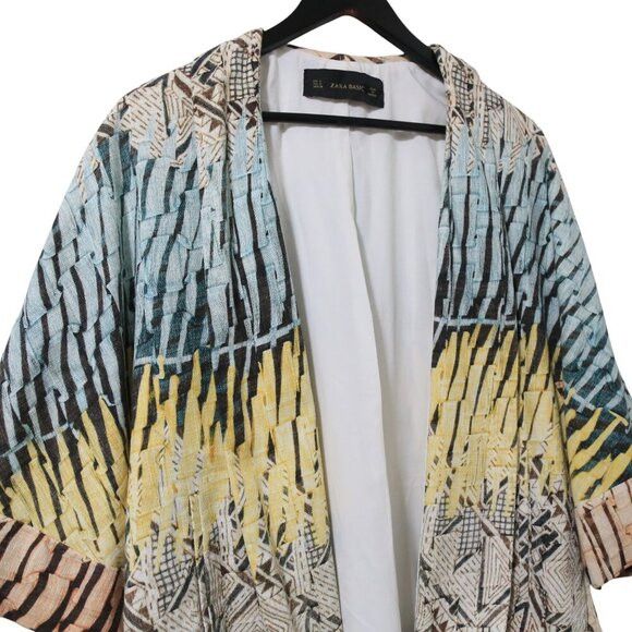 Zara Zara Basic Open-Front Cotton Printed Kimono-Style Jacket Size S / US 4 / IT 40 - 2 Thumbnail