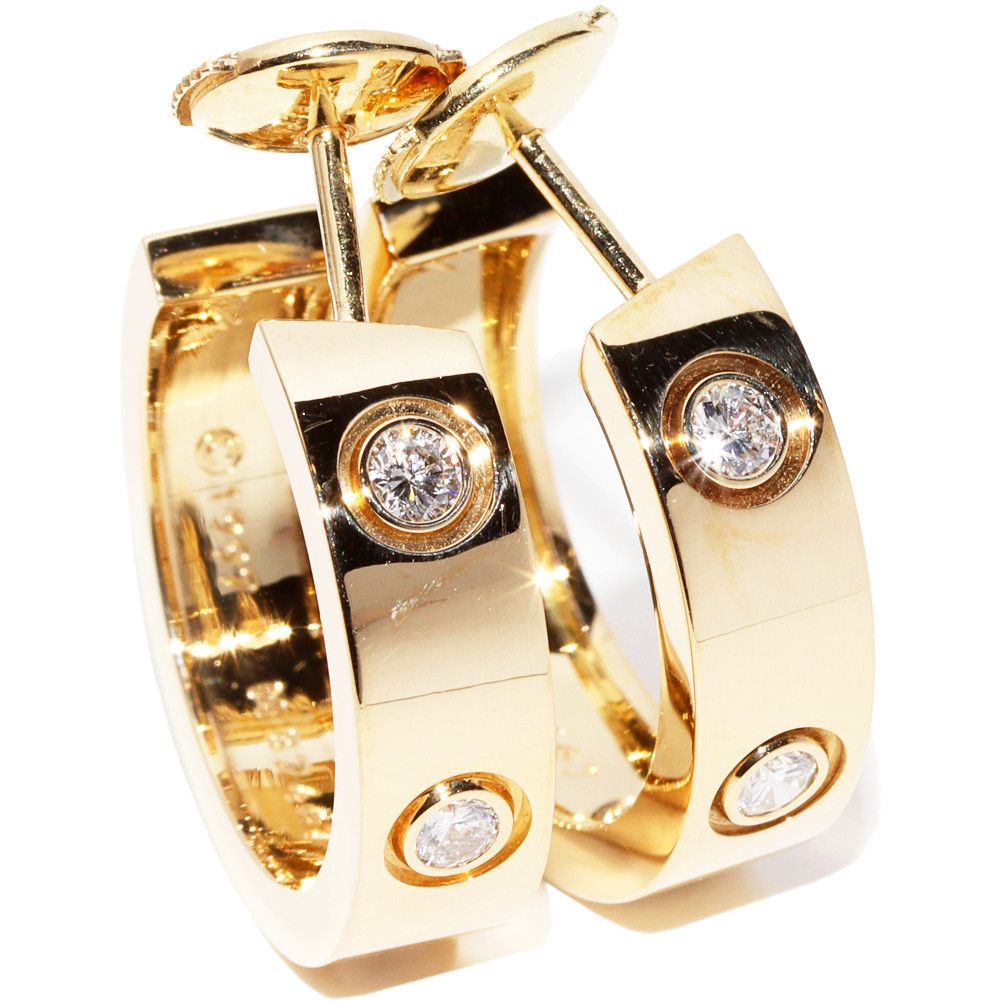 Cartier Cartier Cartier K18YG Diamond Hoop Earrings B8014800 Metal Earrings B8014800 in Great Condition Size ONE SIZE - 1 Thumbnail