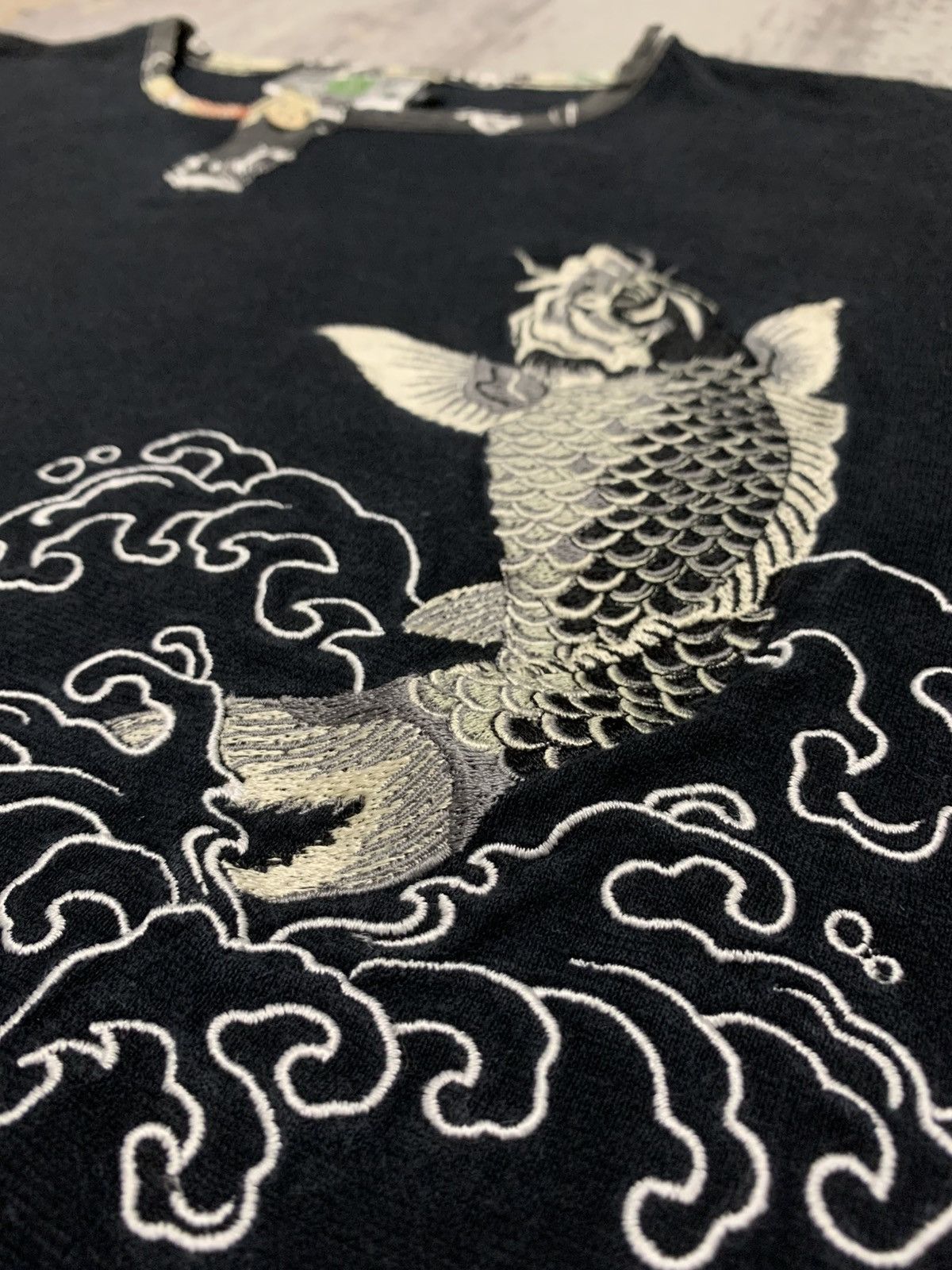 Karakuri Tamashii Vintage Japanese Koi Fish Embroidery Sukajan Shirt Size US XL / EU 56 / 4 - 4 Thumbnail