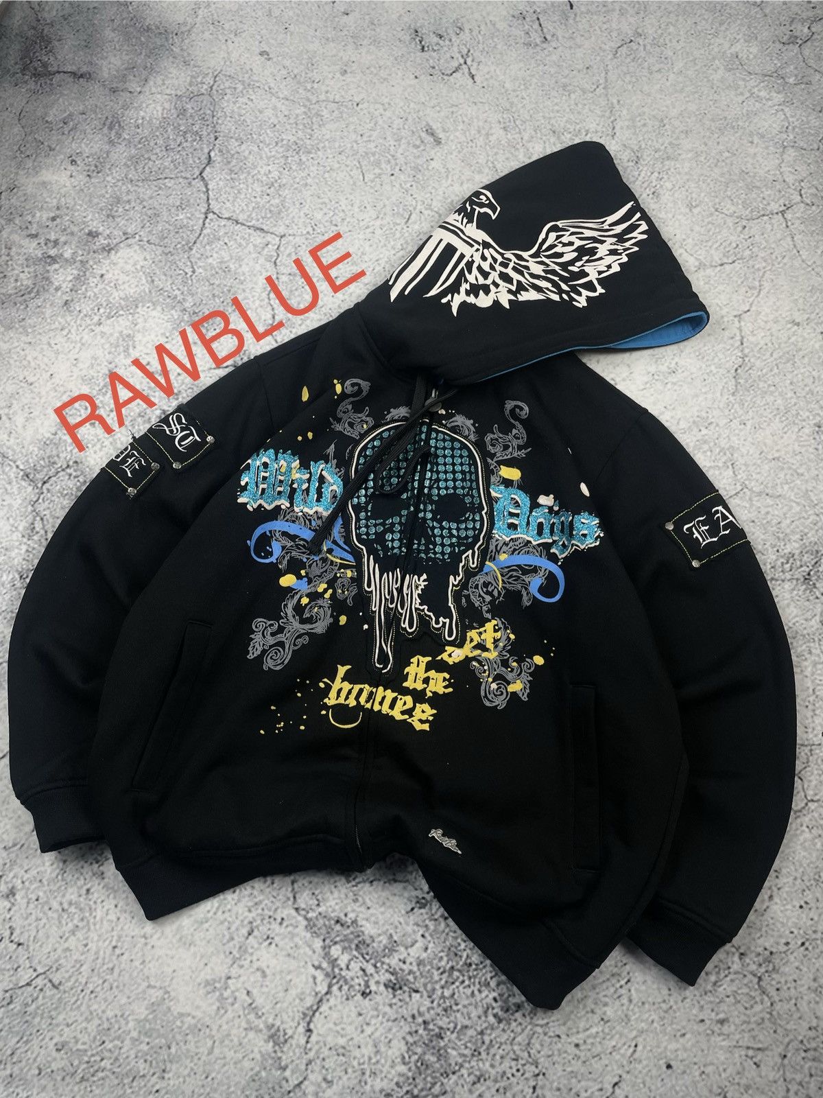 Vintage Rawblue L Hoodie – Black, Big Logo, Affliction, Swag/Drip eg Size US L / EU 52-54 / 3 - 1 Thumbnail