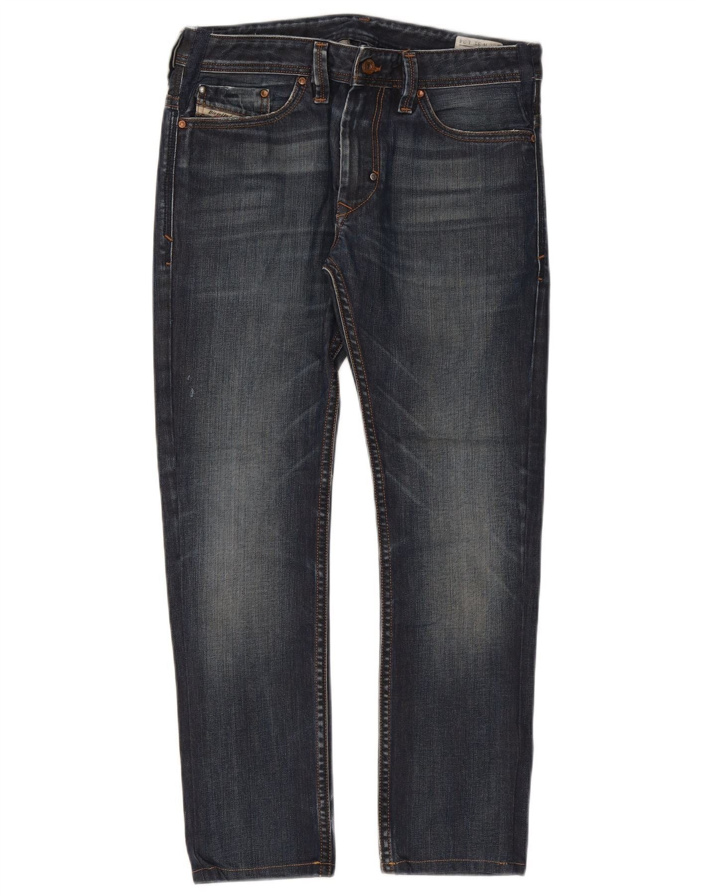 Diesel Mens Thanaz Slim Jeans W31 L27 Navy Blue Cotton Size US 31 - 1 Thumbnail