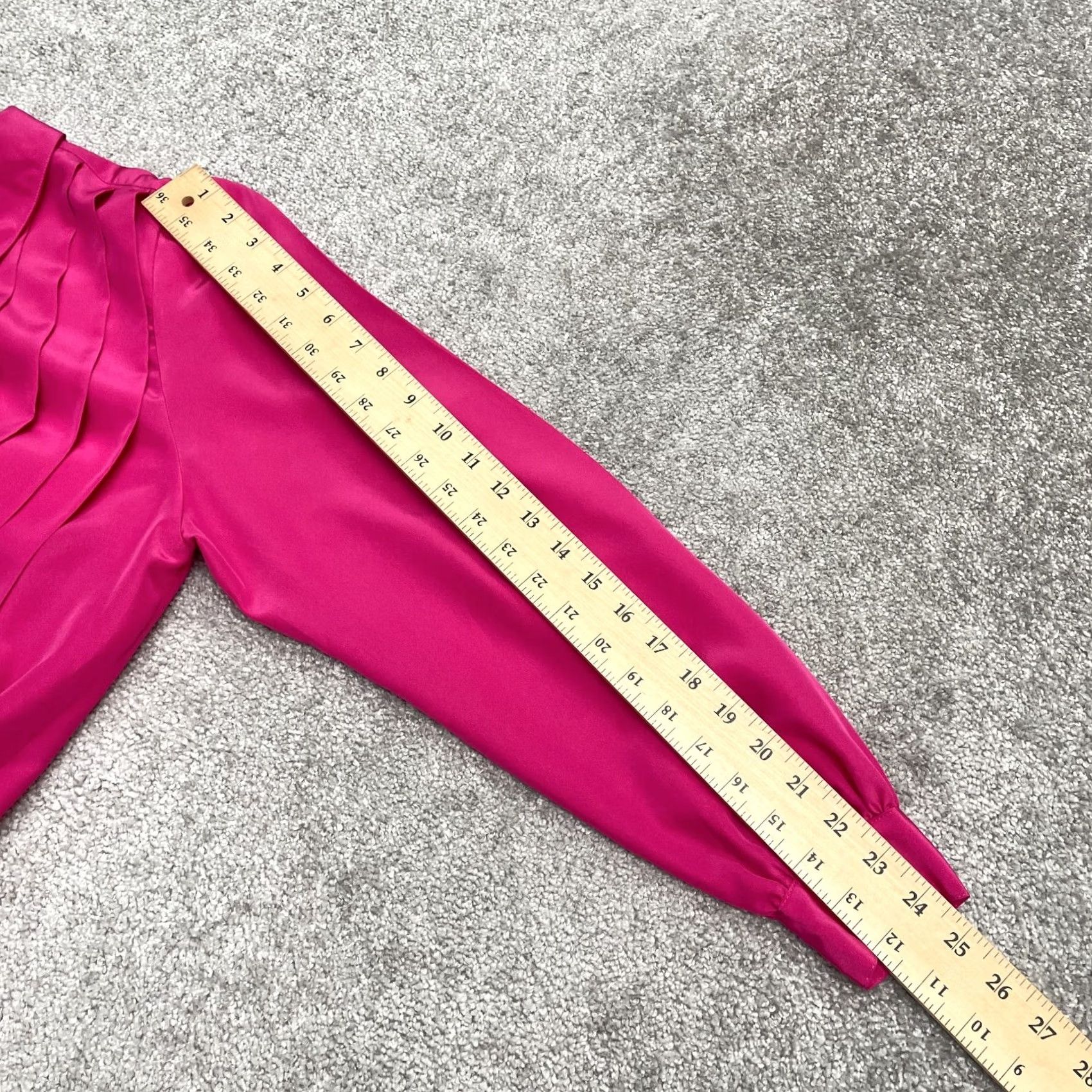 Pinko Unbranded Satin Pleated Blouse Womens Large Pink Long Sleeve Collared Padded Top Size L / US 10 / IT 46 - 6 Thumbnail