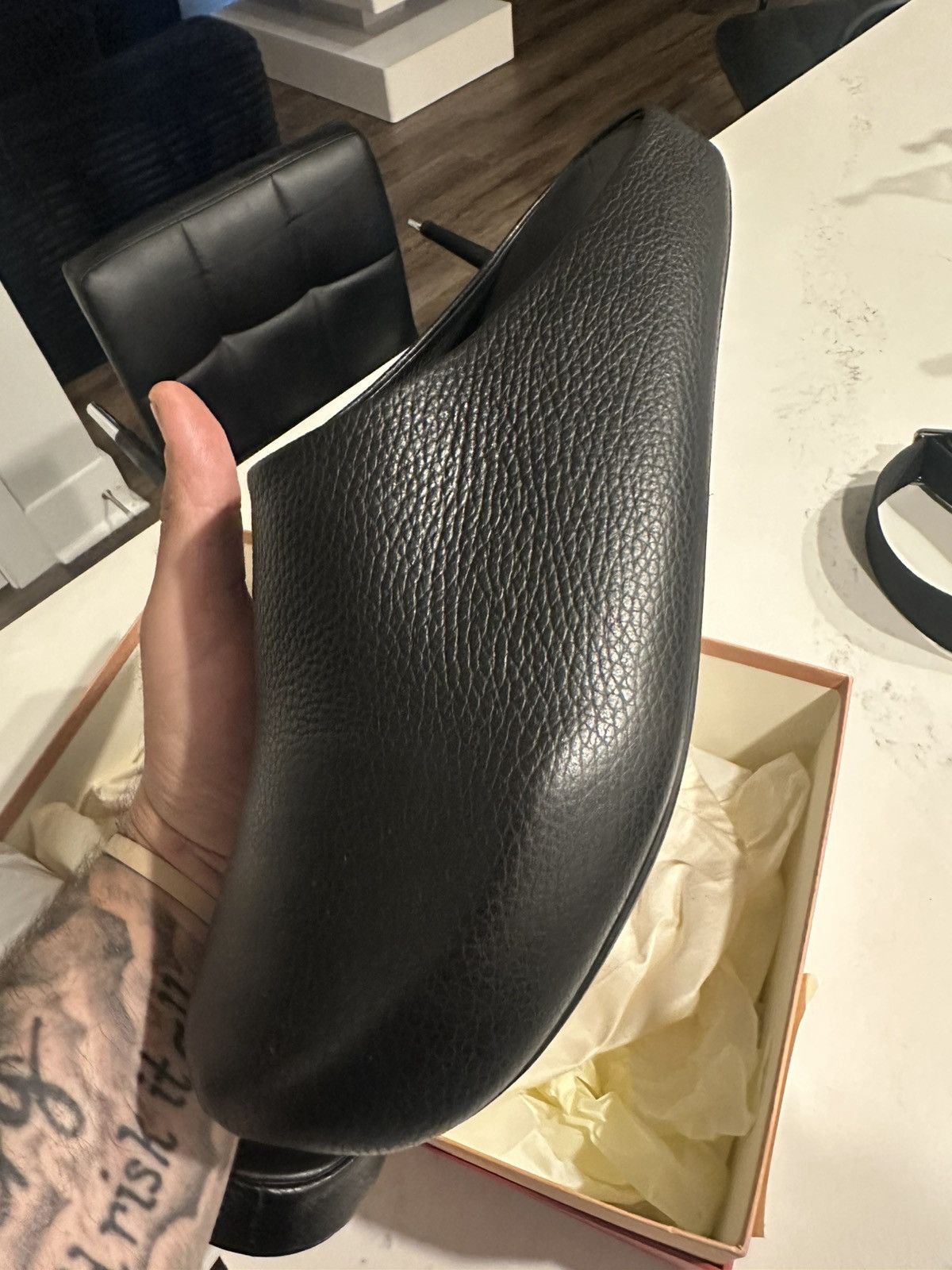 Marni Black Fur Mule Slides