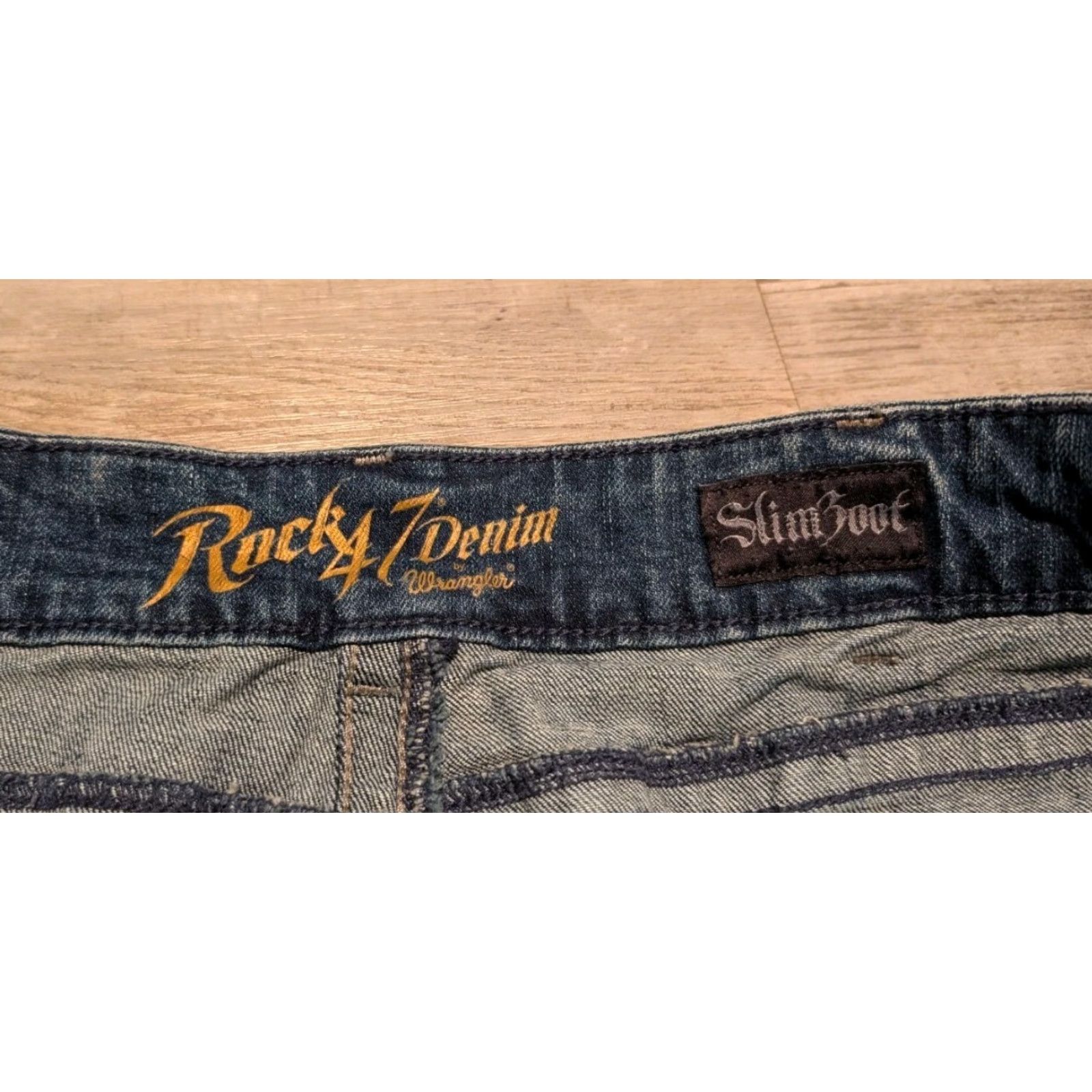 Wrangler VINTAGE Rock 47 Denim Wrangler Jeans Mens 38x30 Blue Slim Boot Medium Wash Wiskering Size US 38 / EU 54 - 6 Thumbnail
