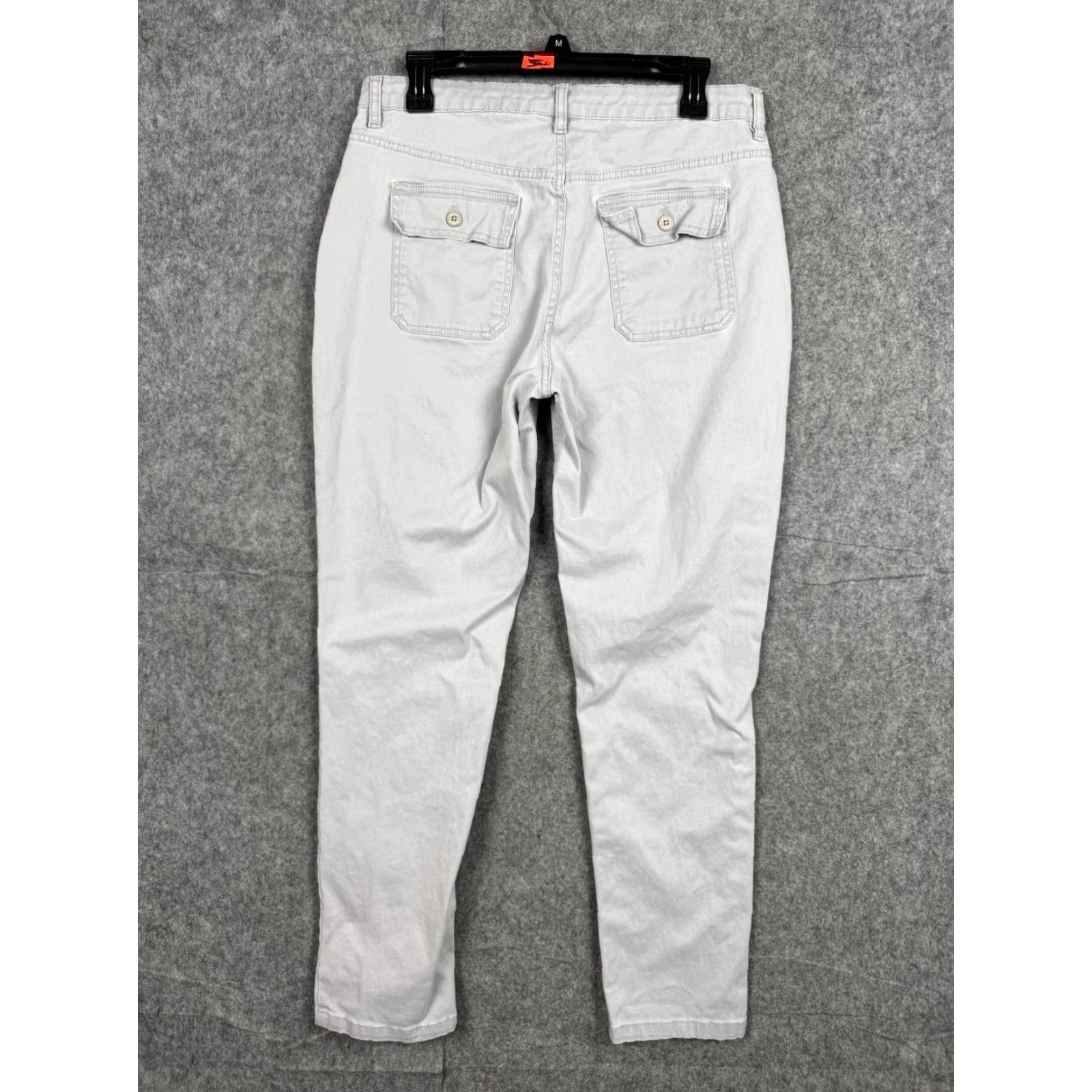 Vintage Wrap London Pants Women's 31 x 27 Gray Pockets Tapered Trousers/Ankle Twill Cotton Blend High Rise Regular Fit Casual Workwear 31 Waist Size 24" / US 00 / IT 34 - 3 Thumbnail