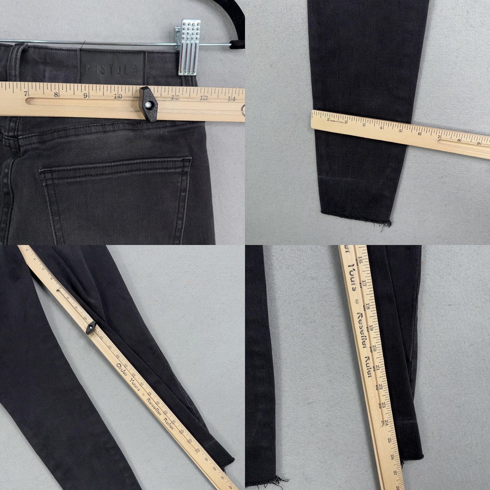 Pistola Pistola Jeans Womens 26 Gray Mid Rise Skinny Raw Hem Crop Charcoal Wash Denim Pants Jeans Slim Women's Size 26" / US 2 / IT 38 - 8 Thumbnail