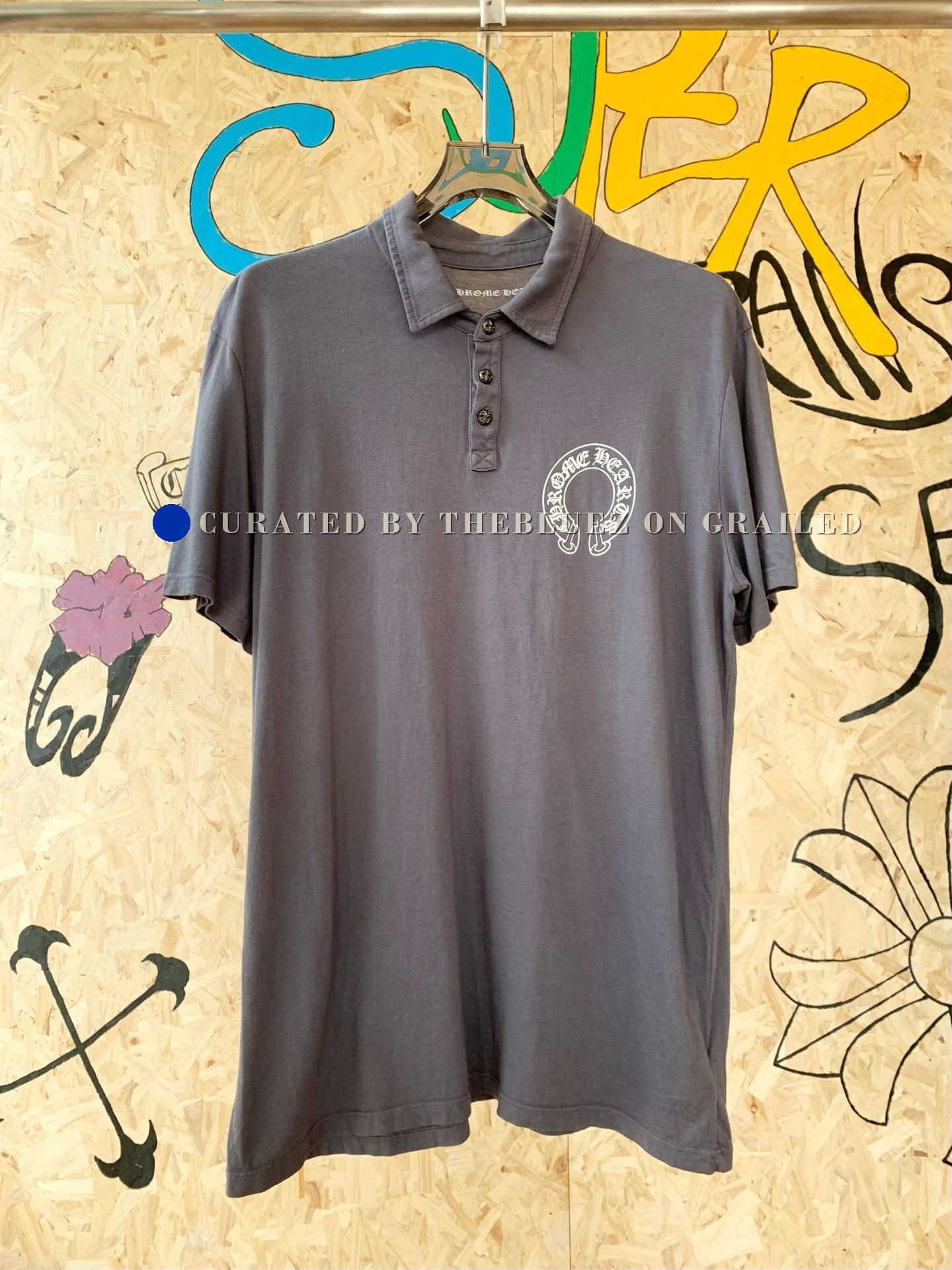 Chrome Hearts Chrome Hearts Black Polo Cross Logo Shirt Top | Grailed