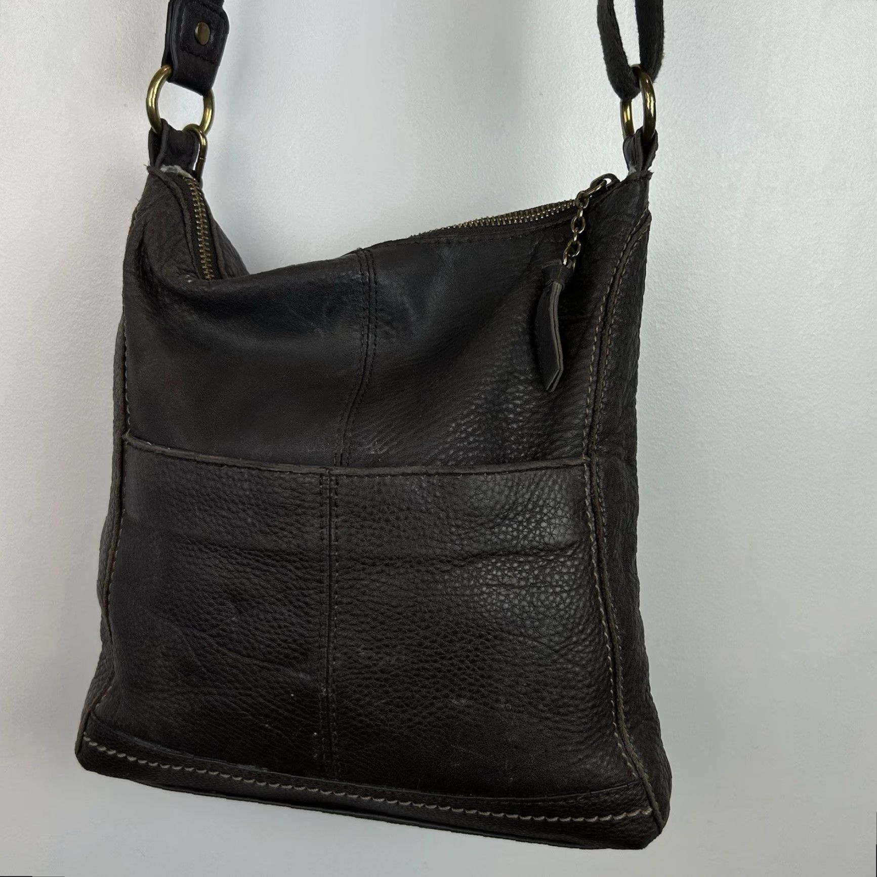 The Sak The Sak Purse Crossbody Brown Pebbled Leather Shoulder Bag Handbag Read Size ONE SIZE - 4 Thumbnail