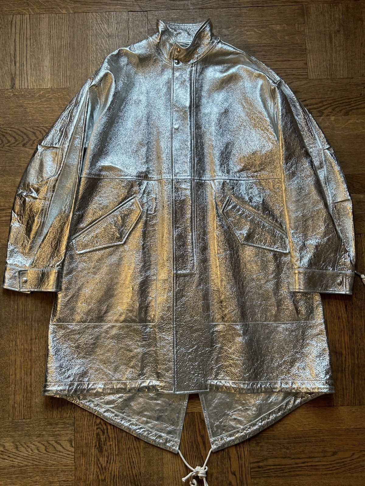 Calvin Klein 205W39NYC × Raf Simons 1/1 FW18 Silver Leather Parka Size US S / EU 44-46 / 1 - 7 Thumbnail