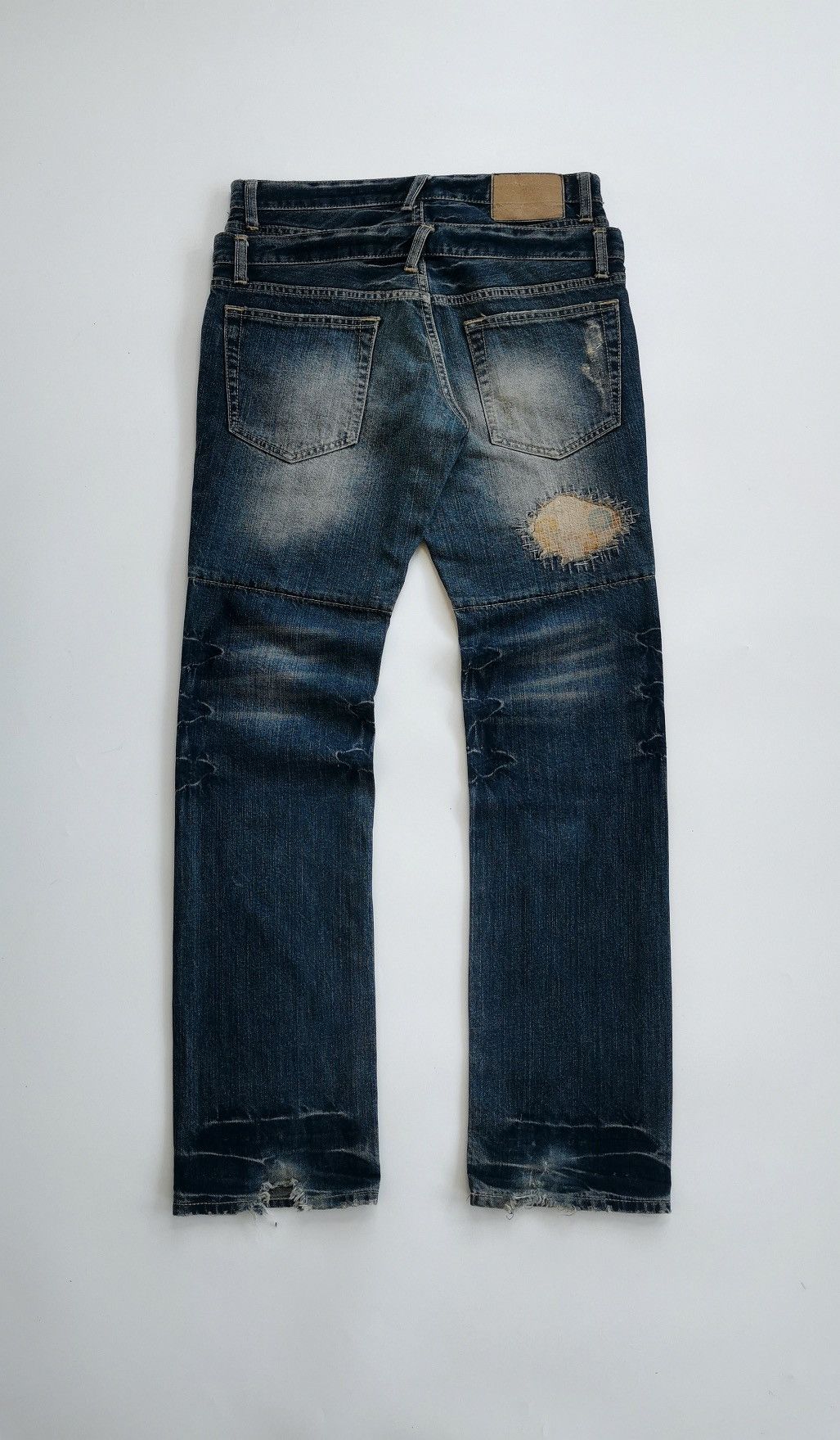 PPFM × The Smiths PPFM Double Waist Patchwork Distressed Denim Jeans Size US 32 / EU 48 - 9 Thumbnail